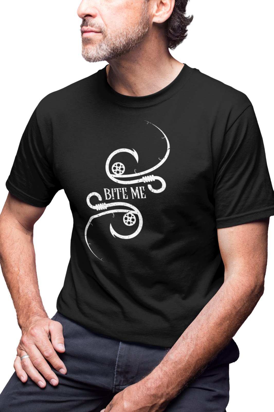 Funny Fishing T Shirt BITE ME Hooks Sarcastic Gift For Fisherman AngleGalaxy Tees