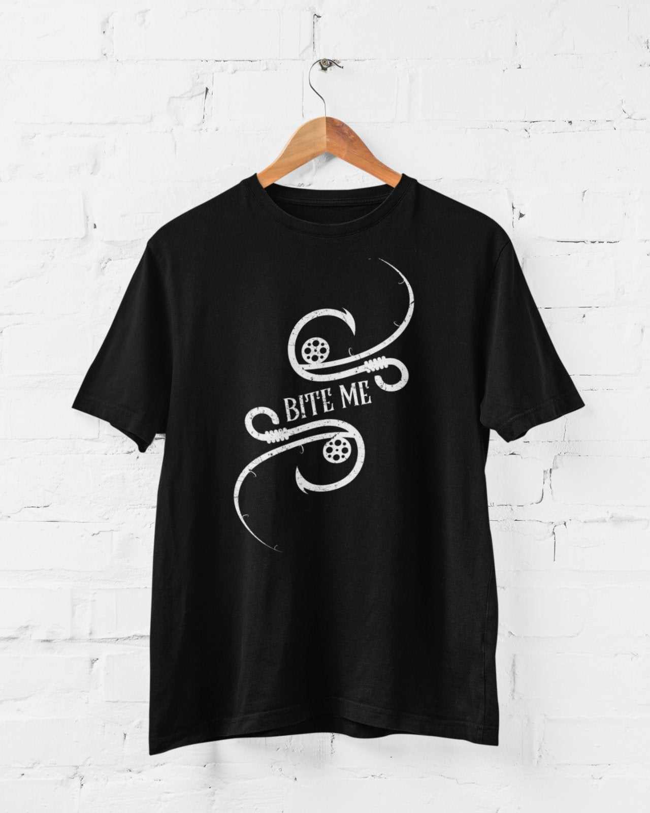 Funny Fishing T Shirt BITE ME Hooks Sarcastic Gift For Fisherman AngleGalaxy Tees