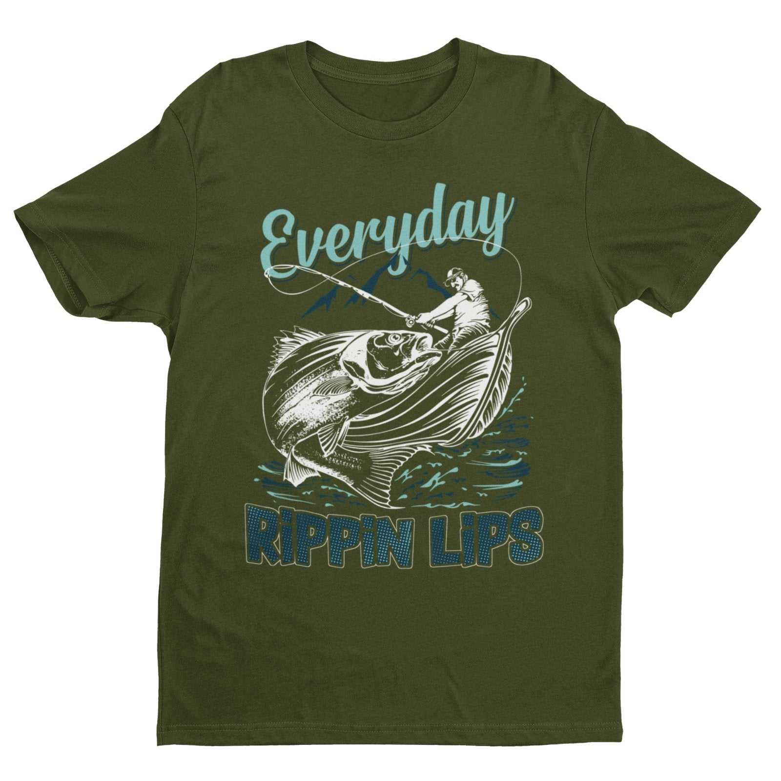 Funny Fishing T Shirt Everyday Rippin Lips Fisherman Gift Dad Angler OGalaxy Tees