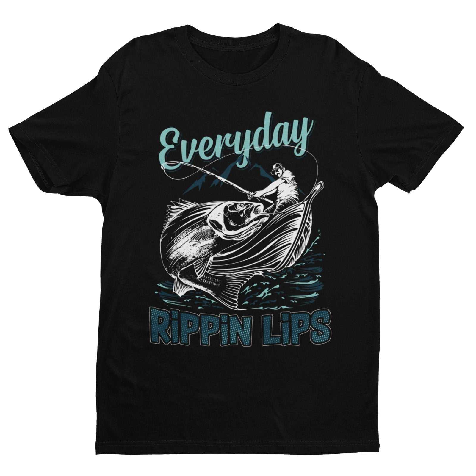 Funny Fishing T Shirt Everyday Rippin Lips Fisherman Gift Dad Angler OGalaxy Tees