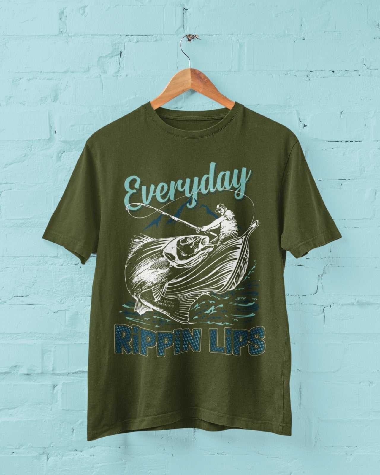 Funny Fishing T Shirt Everyday Rippin Lips Fisherman Gift Dad Angler OGalaxy Tees
