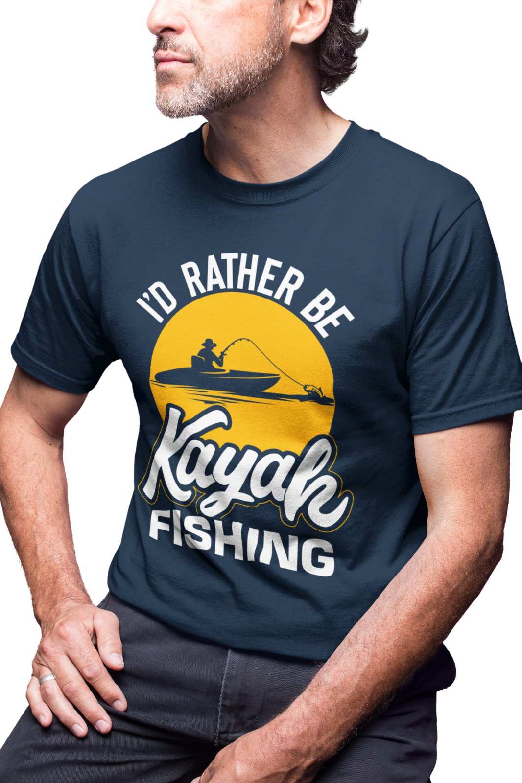 Funny Fishing T Shirt I'd Rather Be KAYAK Fishing Gift Idea Fisherman Galaxy Tees