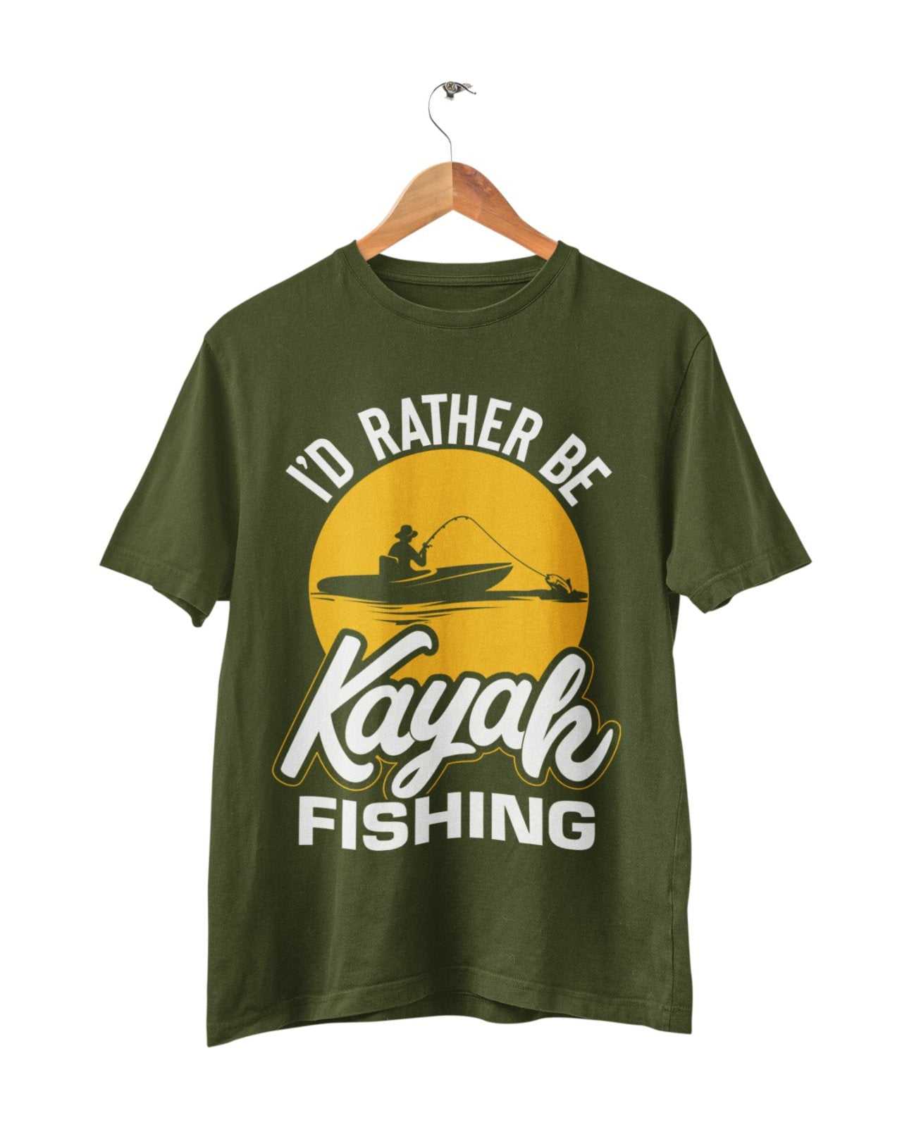 Funny Fishing T Shirt I'd Rather Be KAYAK Fishing Gift Idea Fisherman Galaxy Tees
