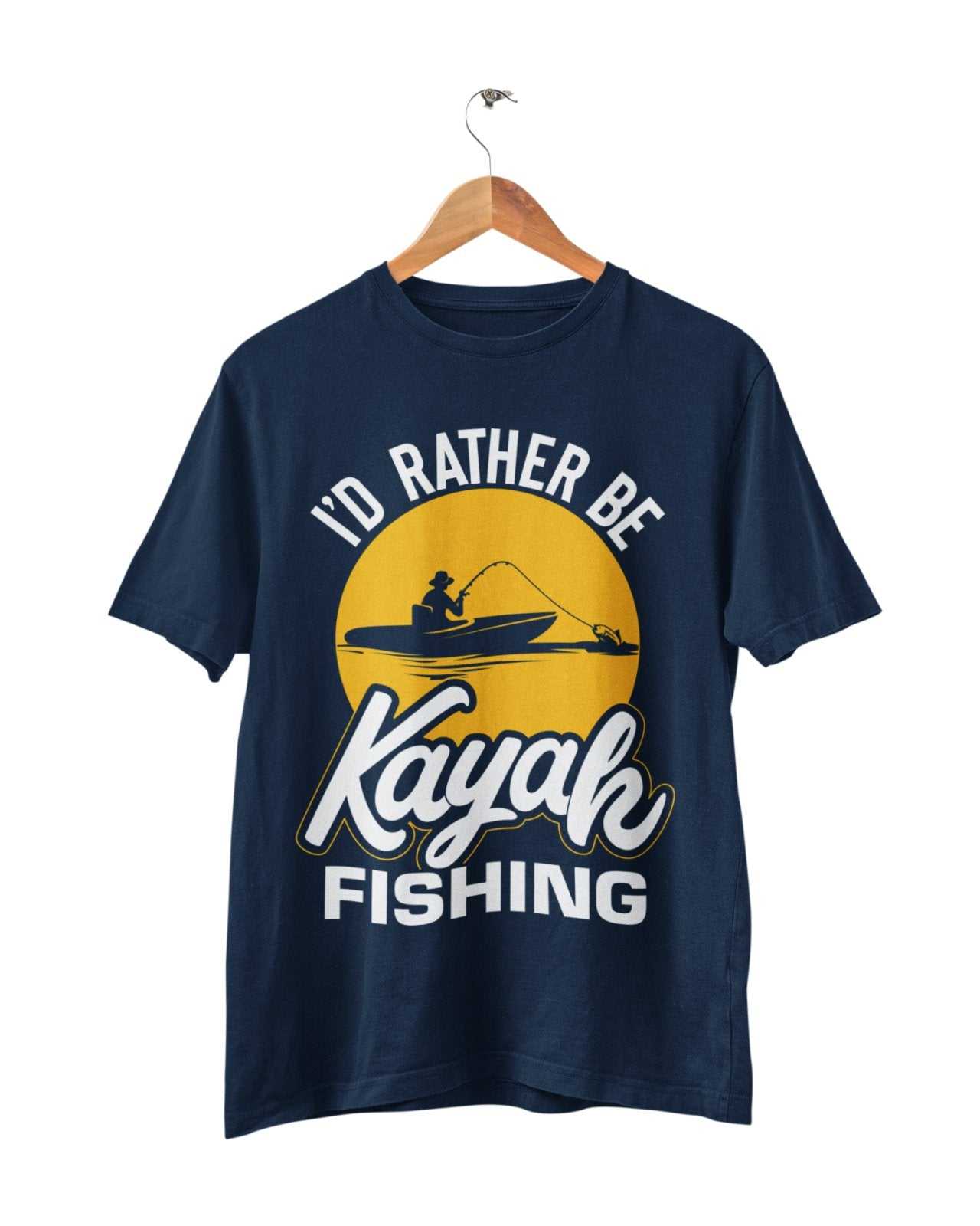 Funny Fishing T Shirt I'd Rather Be KAYAK Fishing Gift Idea Fisherman Galaxy Tees