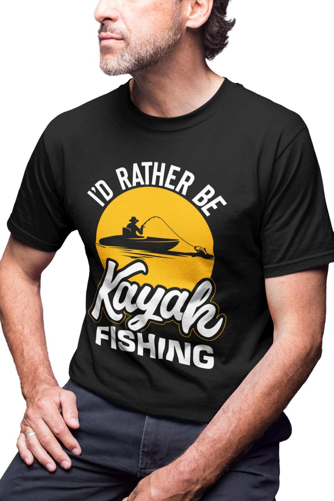 Funny Fishing T Shirt I'd Rather Be KAYAK Fishing Gift Idea Fisherman Galaxy Tees