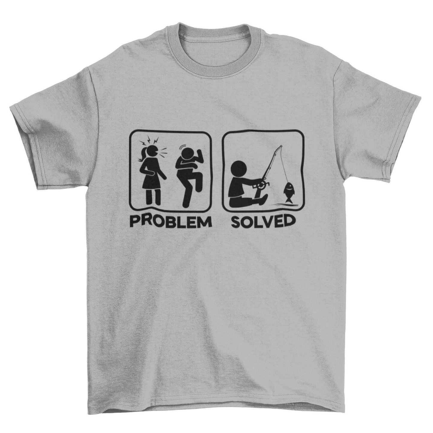 Funny Fishing T Shirt PROBLEM SOLVED Nagging Wife go Angling Gift IdeaGalaxy Tees