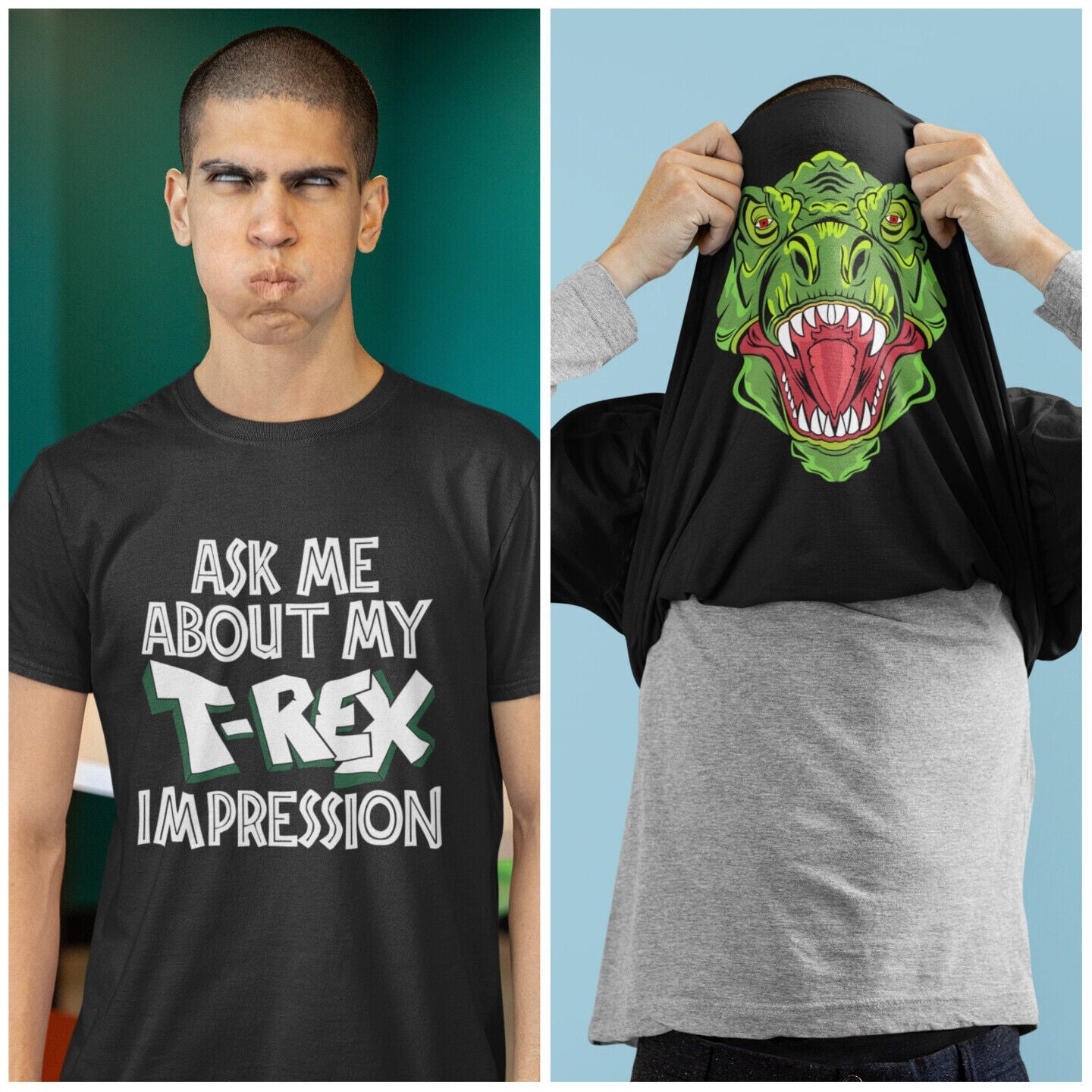 Funny Flip T Shirt ASK ME ABOUT MY T-REX IMPRESSION Costume T Shirt DiGalaxy Tees