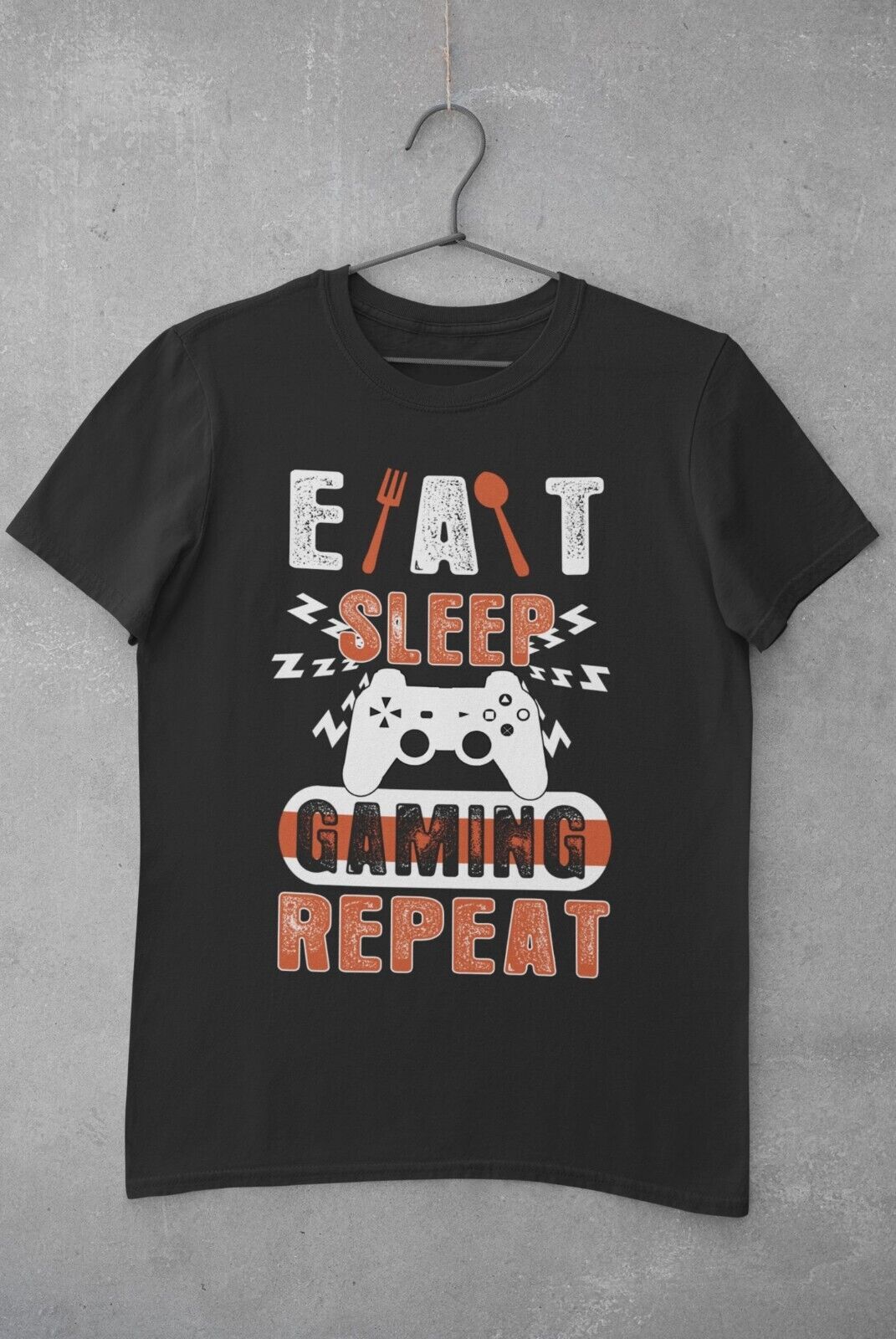 Funny Gamer T Shirt EAT SLEEP GAMING REPEAT Sizes Small to 6XL Video GGalaxy Tees
