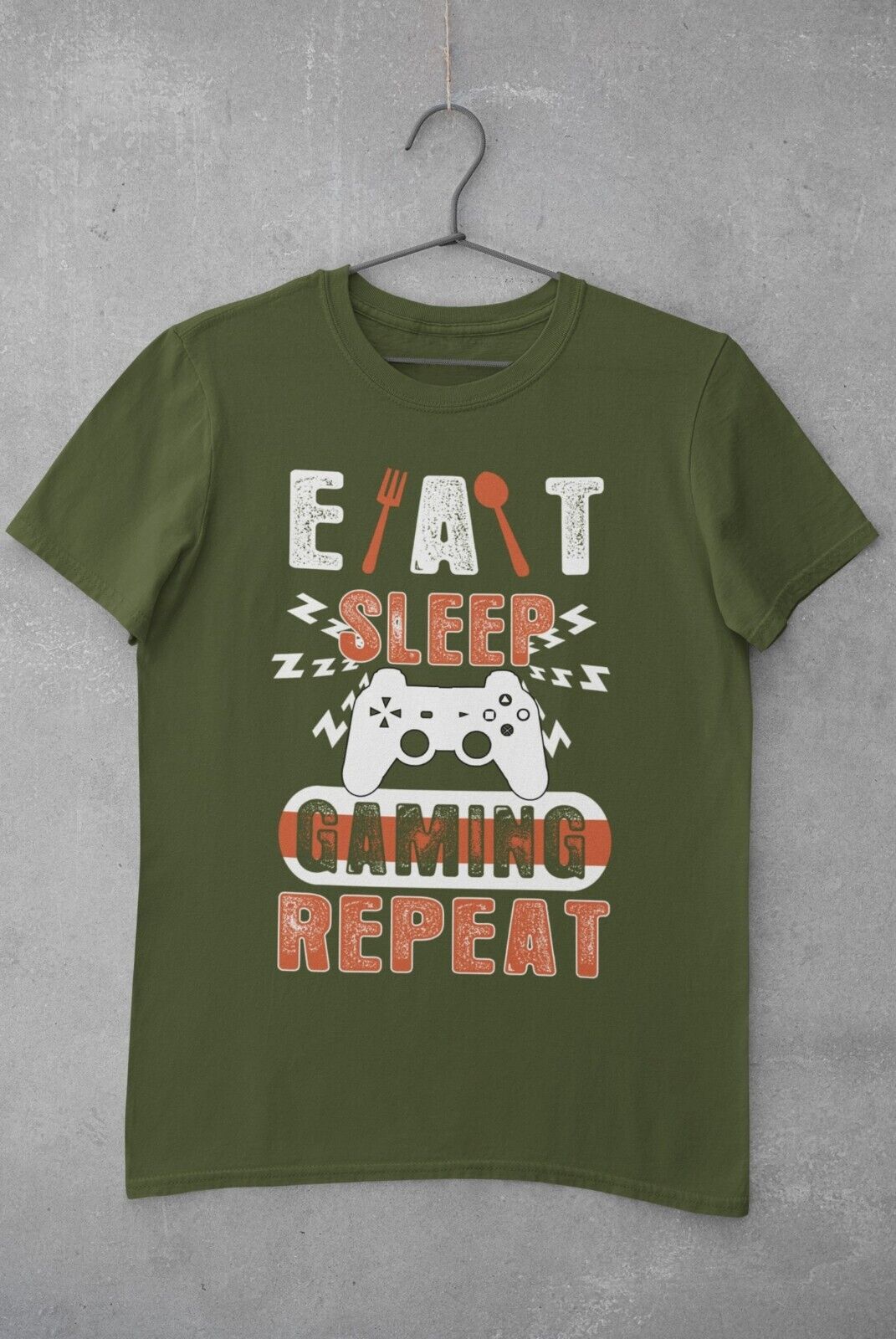 Funny Gamer T Shirt EAT SLEEP GAMING REPEAT Sizes Small to 6XL Video GGalaxy Tees