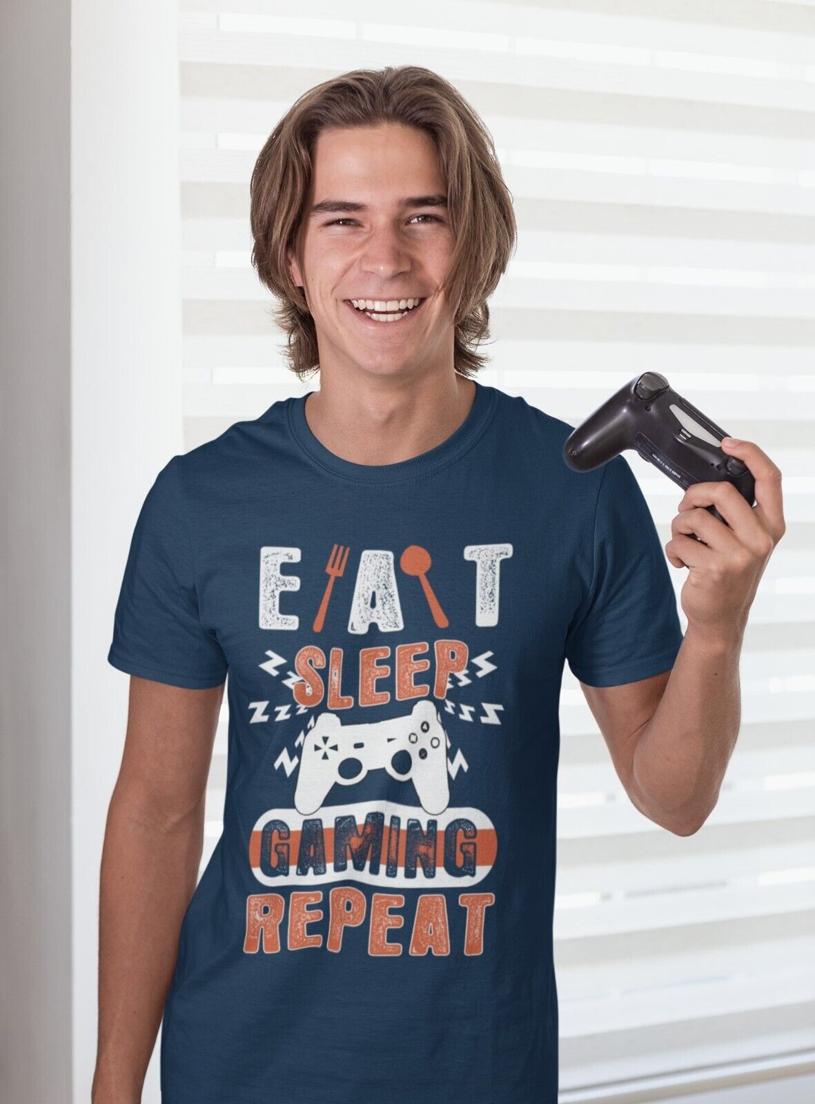 Funny Gamer T Shirt EAT SLEEP GAMING REPEAT Sizes Small to 6XL Video GGalaxy Tees