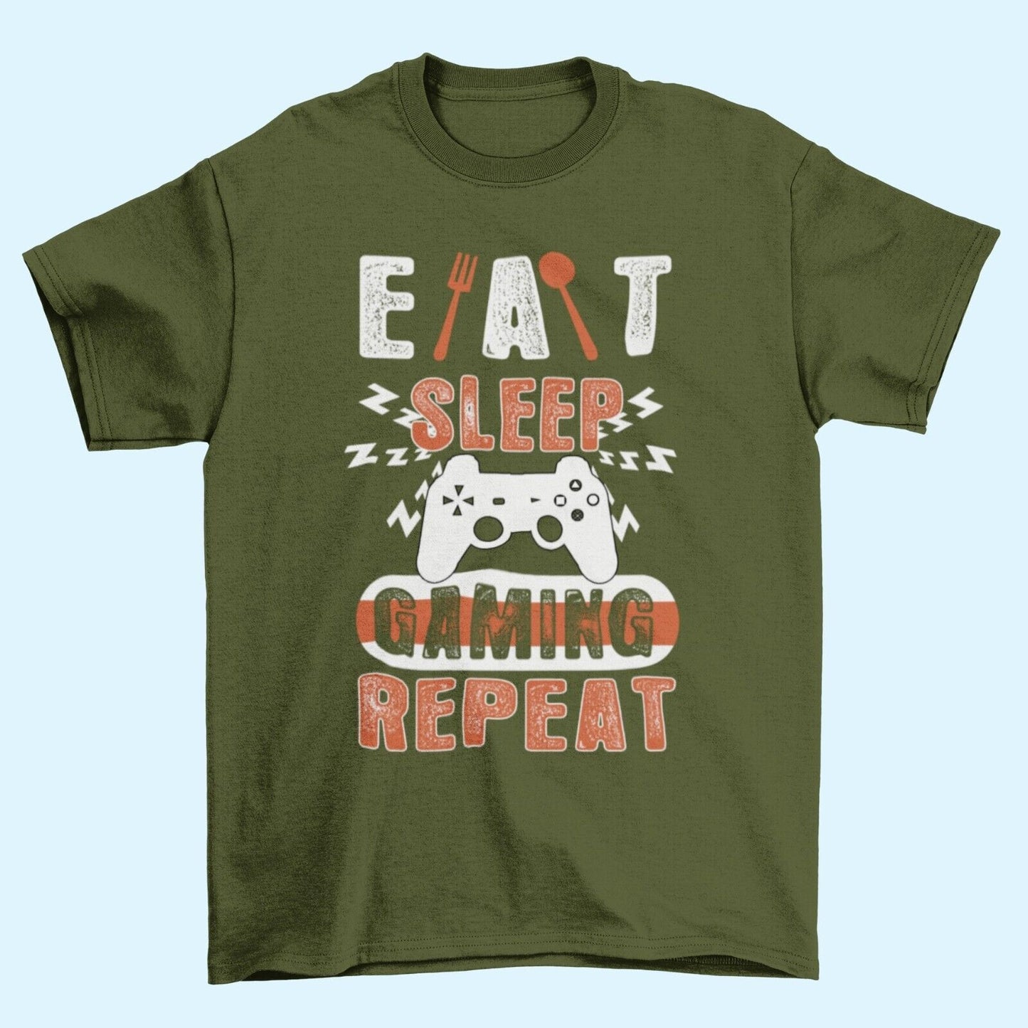Funny Gamer T Shirt EAT SLEEP GAMING REPEAT Sizes Small to 6XL Video GGalaxy Tees