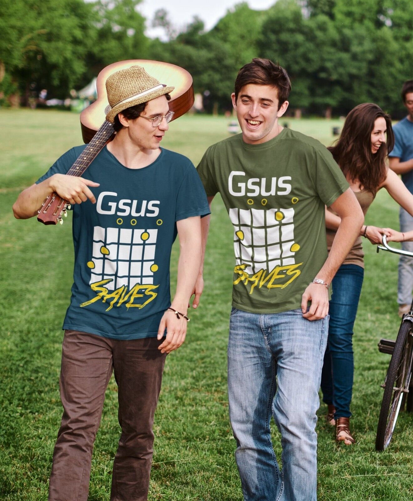 Funny Guitar Christian T Shirt GSUS Saves Parody on Chord Gift Idea JeGalaxy Tees