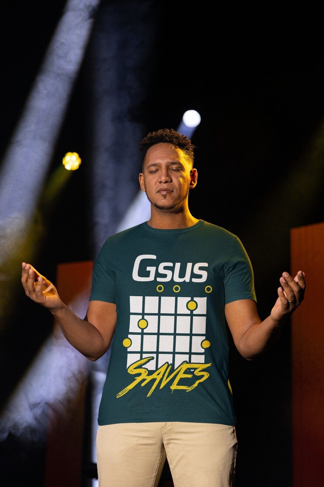 Funny Guitar Christian T Shirt GSUS Saves Parody on Chord Gift Idea JeGalaxy Tees