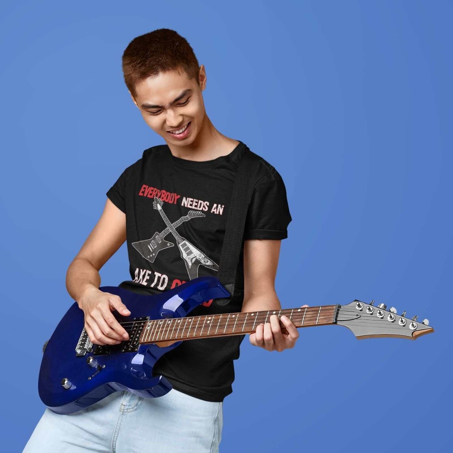 Funny Guitar T Shirt EVERYBODY NEED AN AXE TO GRIND Metal Theme ElectrGalaxy Tees