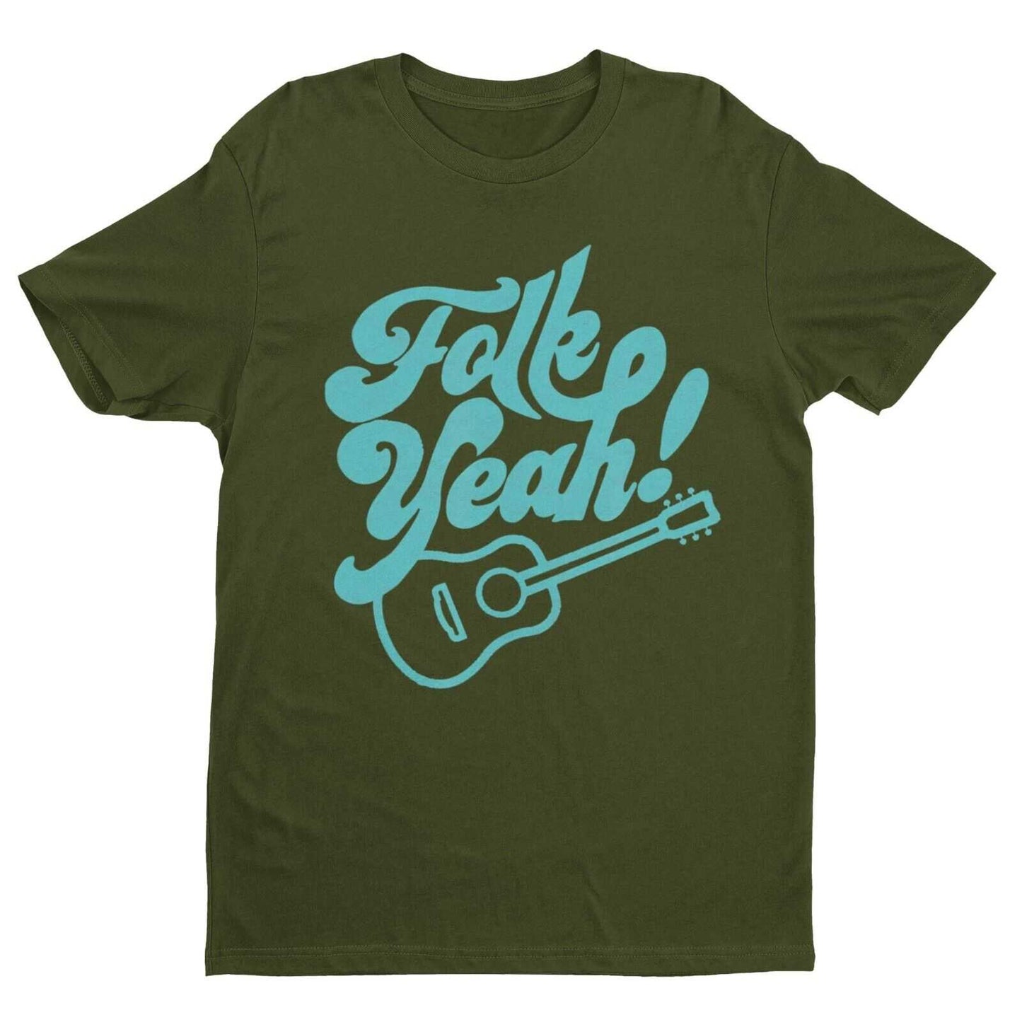 Funny Guitar T Shirt FOLK YEAH Accoustic Music Guitarist Gift Idea RudGalaxy Tees