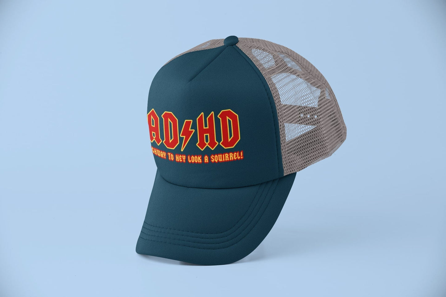 Funny Metal Style ADHD Trucker Cap Highway To Hey Look A Squirrel NoveGalaxy Tees