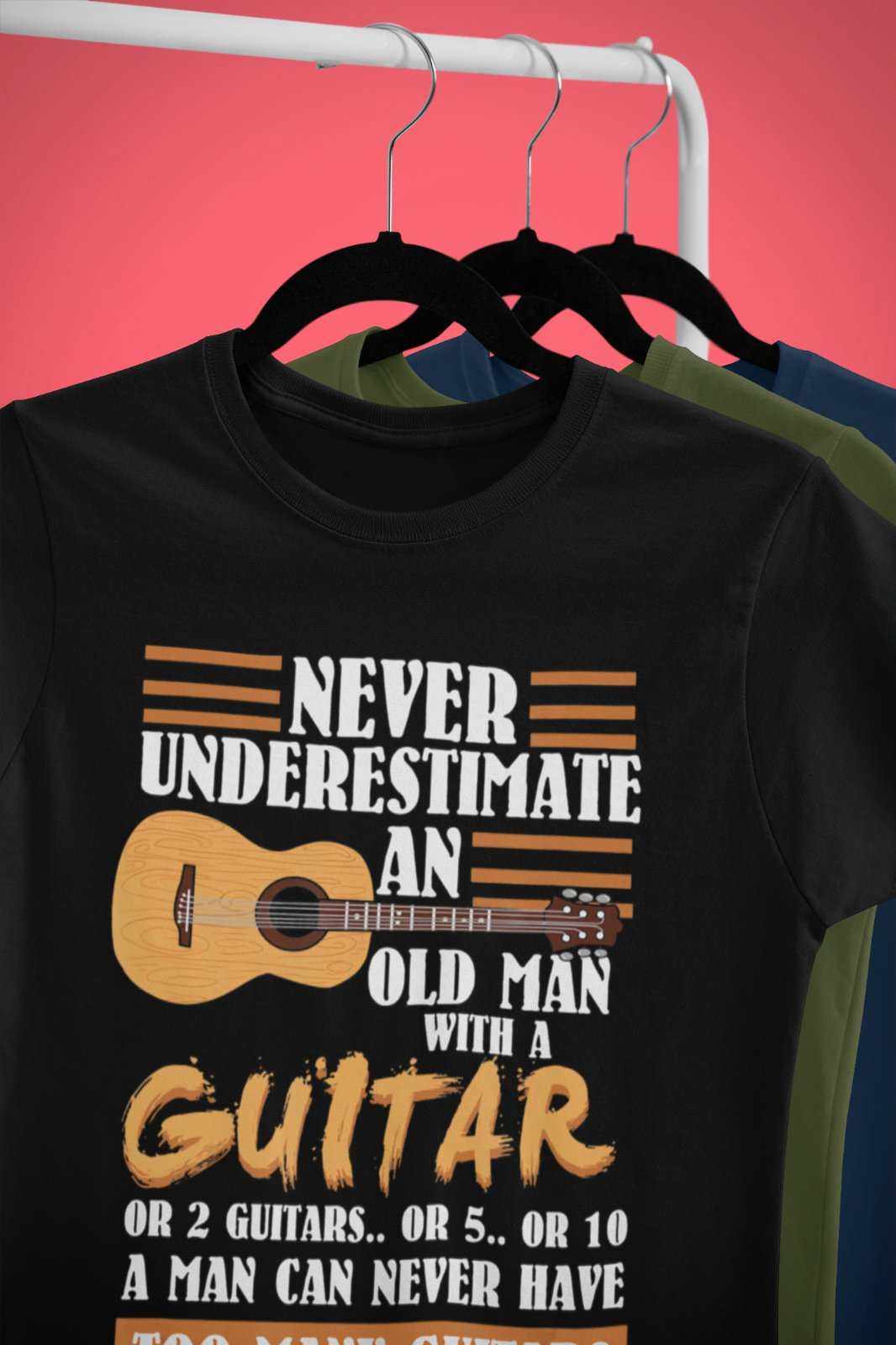 Funny Never Underestimate An Old Man With A Guitar T Shirt Gift Idea GGalaxy Tees