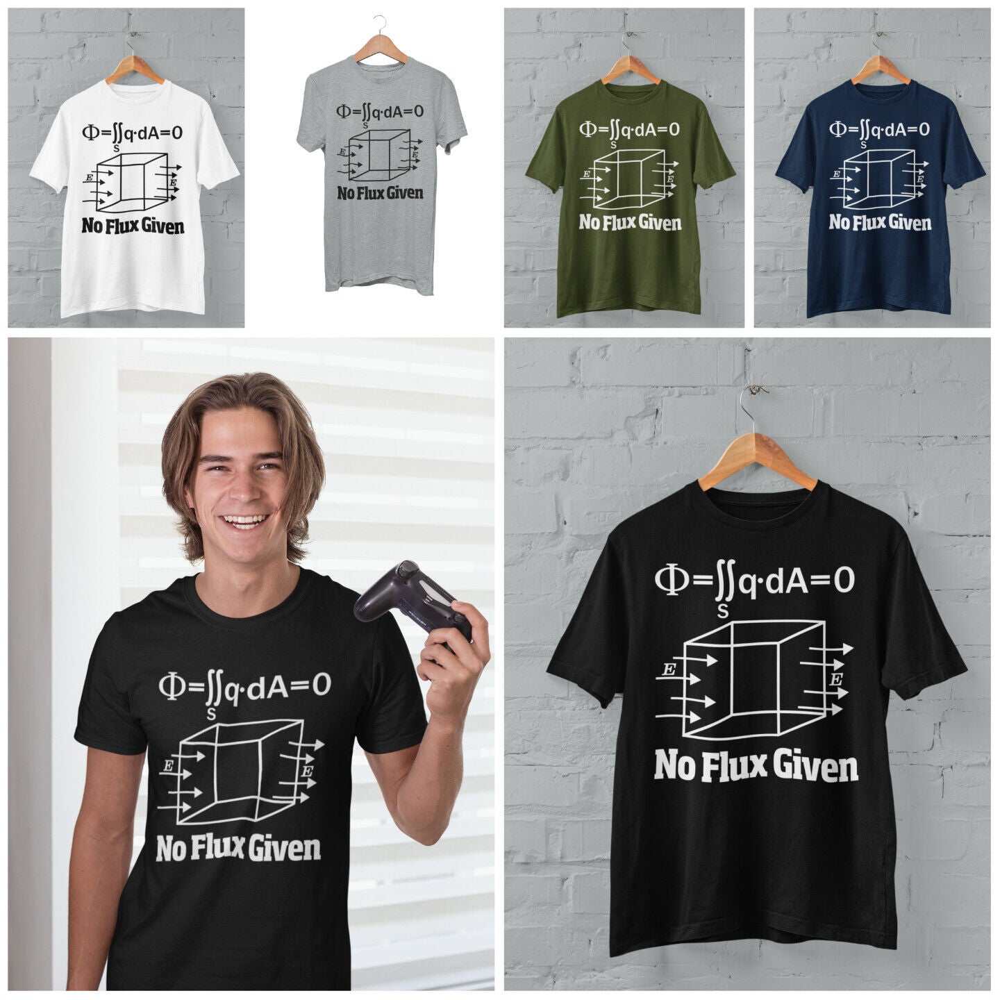 Funny Physics Pun T Shirt No Flux Given Science Novelty Gift Idea JokeGalaxy Tees