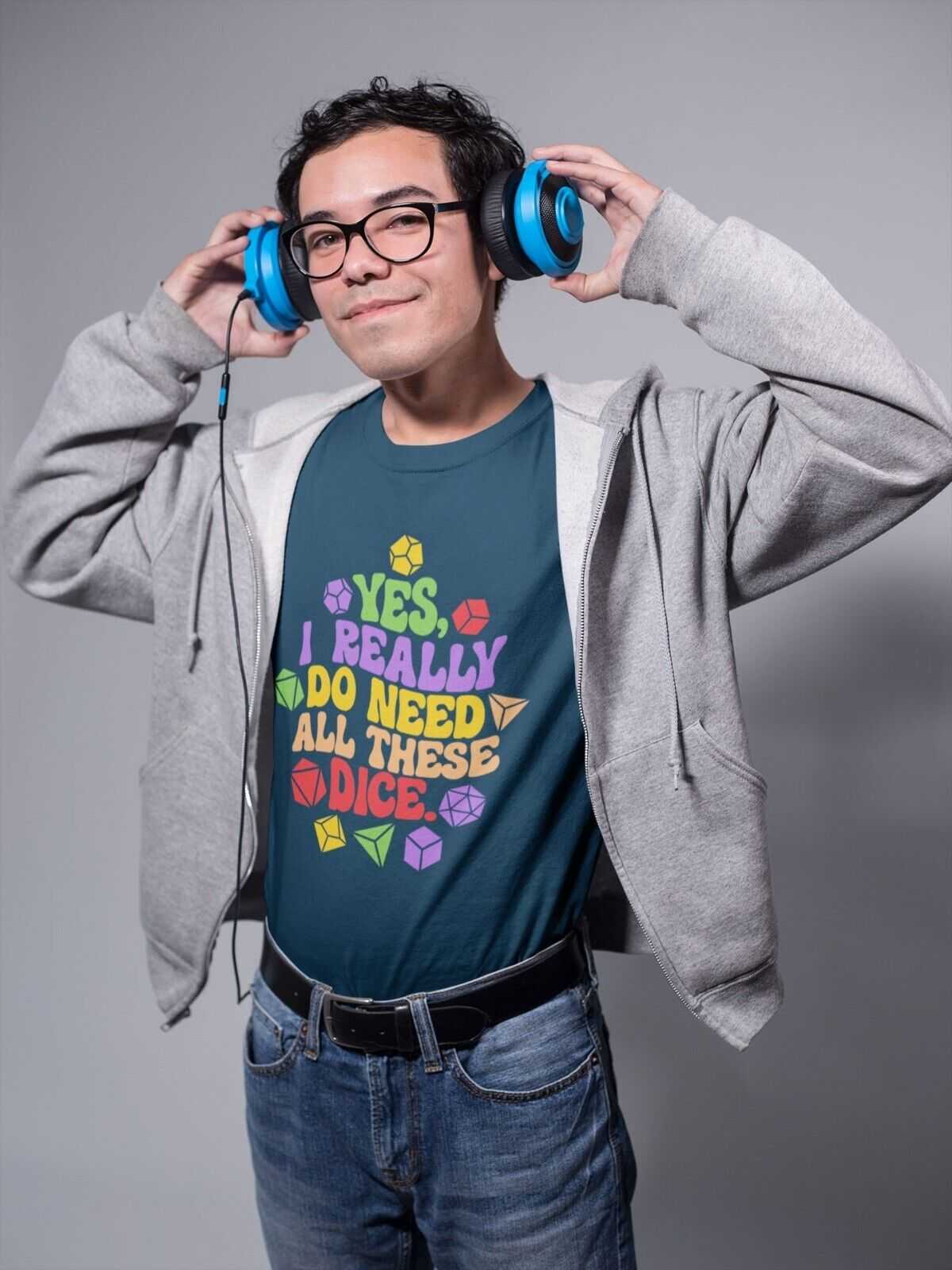 Funny RPG Gamer T Shirt Yes I Really Do Need All These Dice Dragons DGalaxy Tees