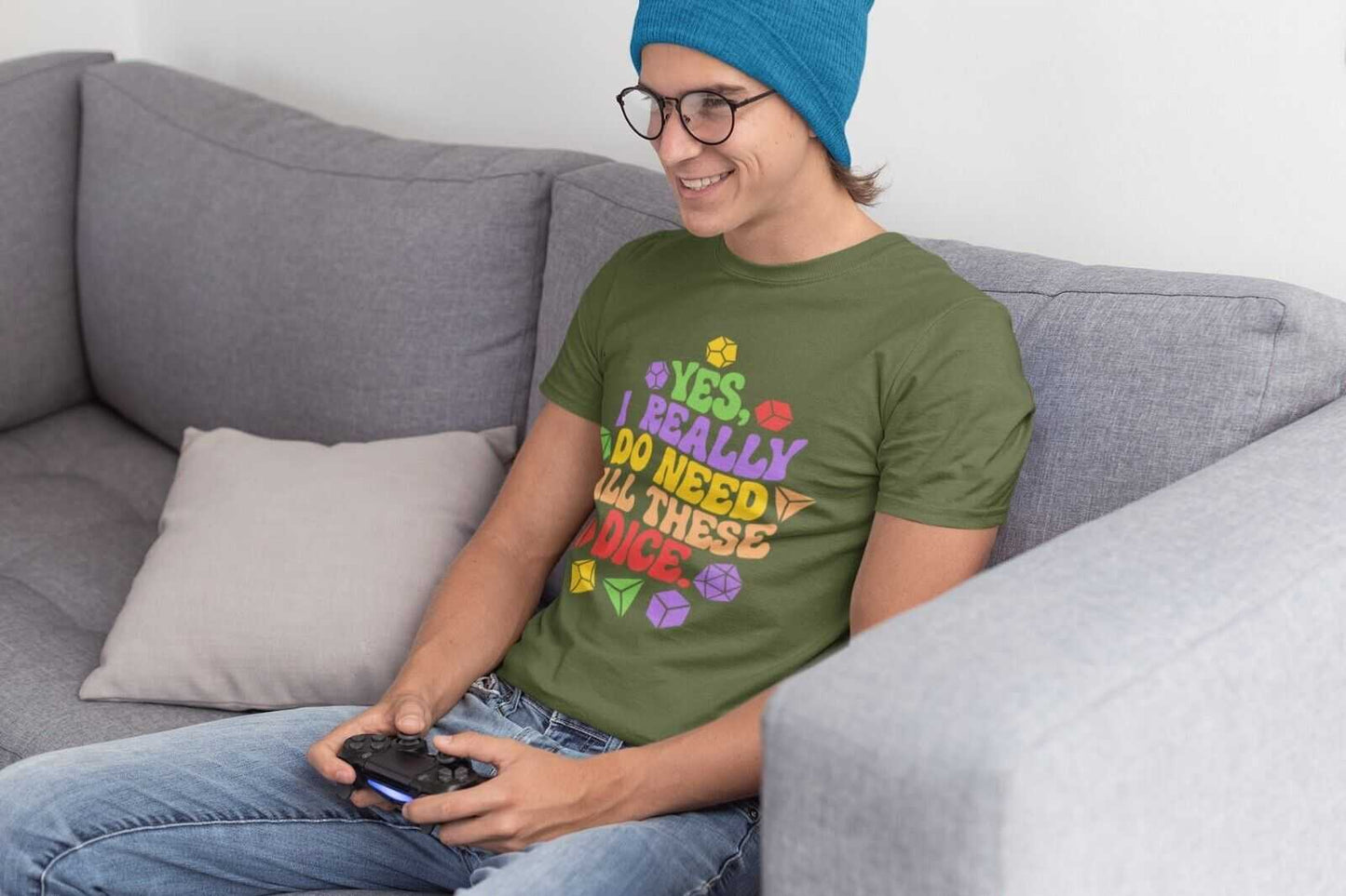 Funny RPG Gamer T Shirt Yes I Really Do Need All These Dice Dragons DGalaxy Tees