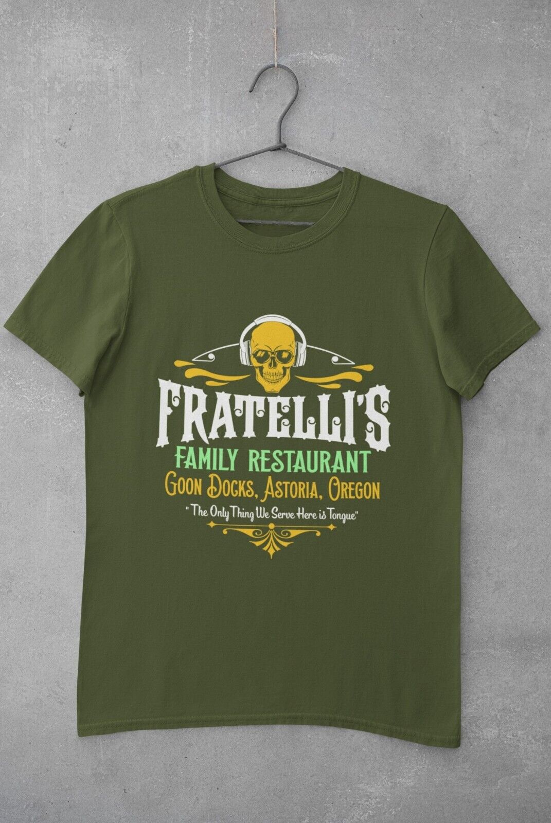 Funny Retro 80s Movie T Shirt FRATELLI'S FAMILY RESTAURANT Good Docks Galaxy Tees
