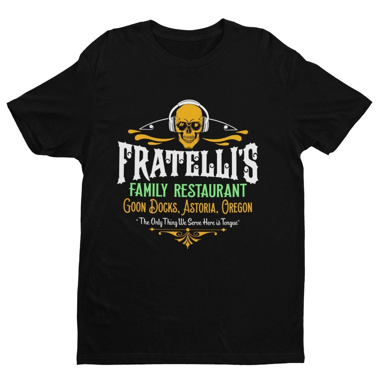 Funny Retro 80s Movie T Shirt FRATELLI'S FAMILY RESTAURANT Good Docks Galaxy Tees