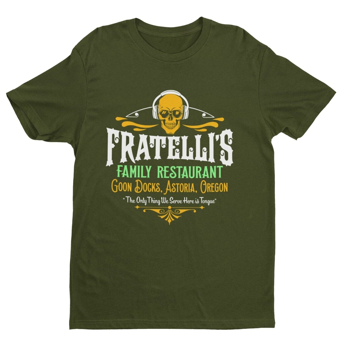 Funny Retro 80s Movie T Shirt FRATELLI'S FAMILY RESTAURANT Good Docks Galaxy Tees