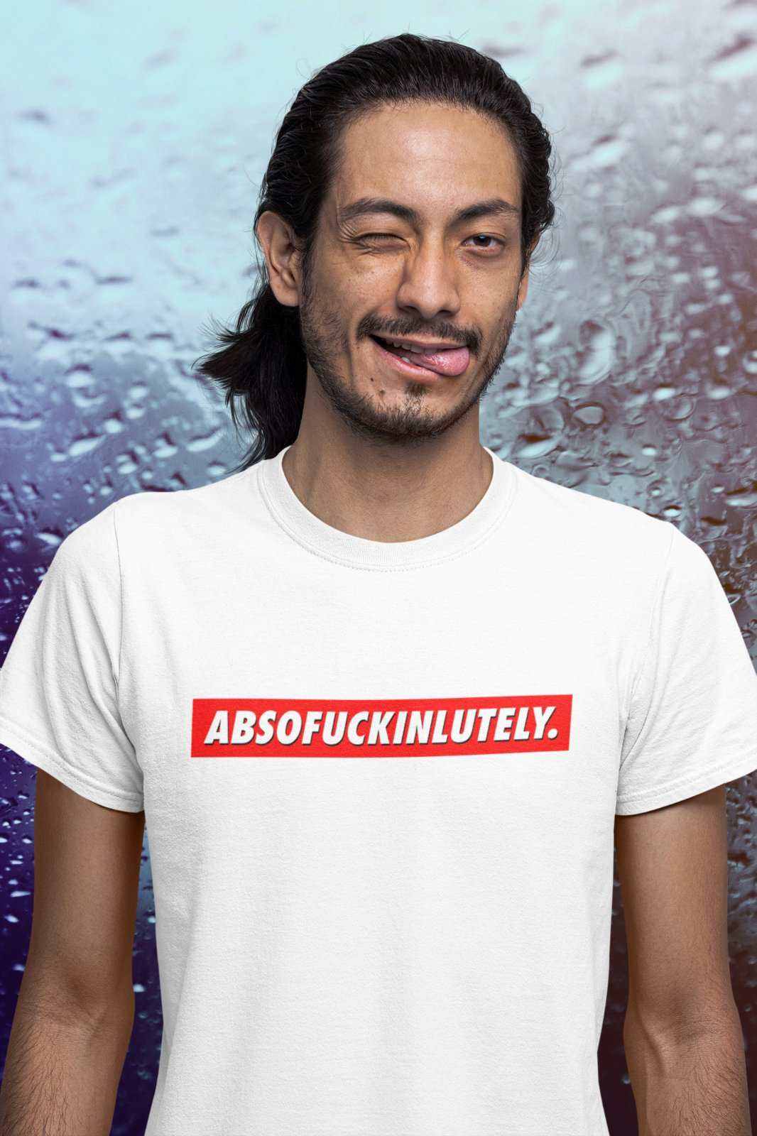 Funny unisex T-shirt with "ABSOFUCKINLUTELY" text, ideal gift, sarcastic style.