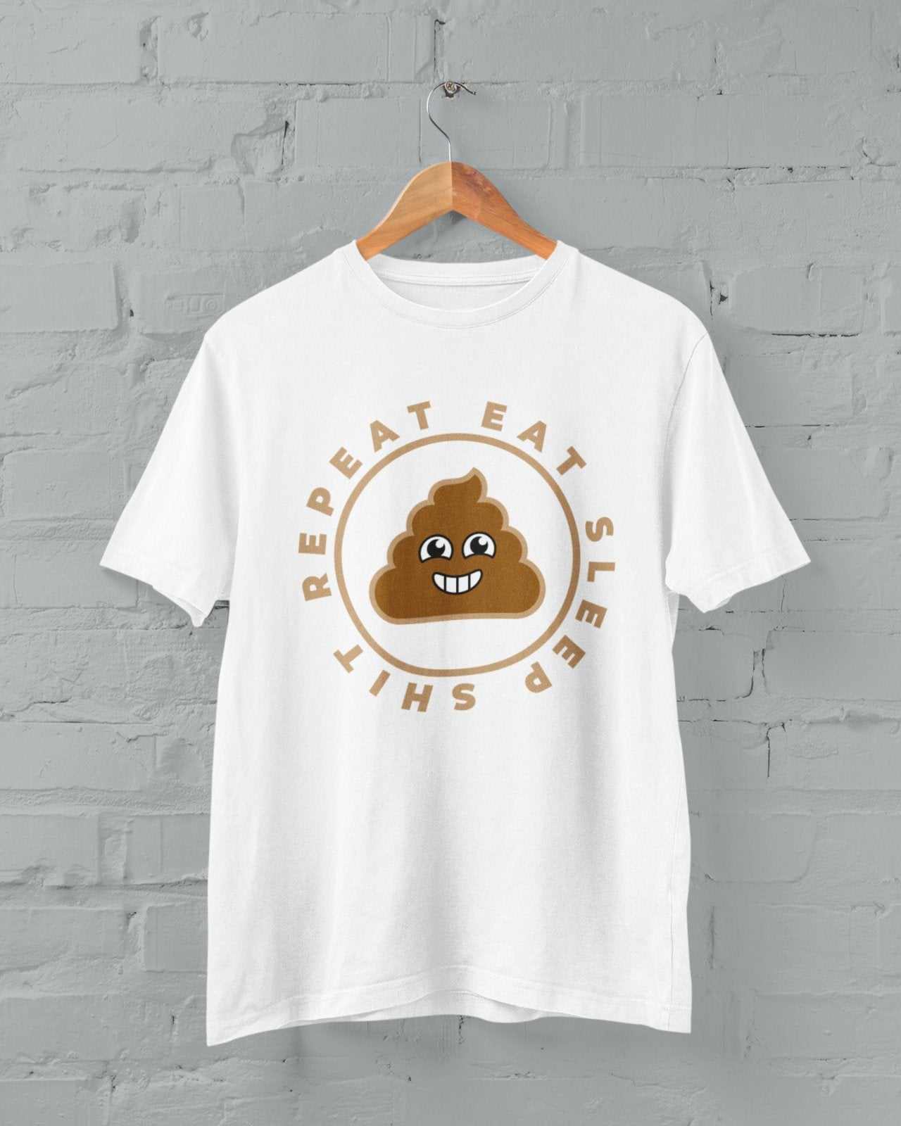 Funny Sarcastic Rude T Shirt Eat Sleep Sh*t Repeat Banter Smiling Poo Galaxy Tees
