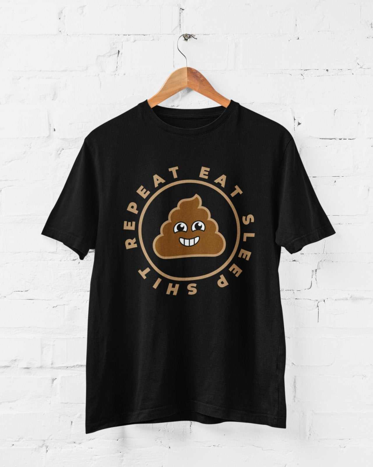 Funny Sarcastic Rude T Shirt Eat Sleep Sh*t Repeat Banter Smiling Poo Galaxy Tees