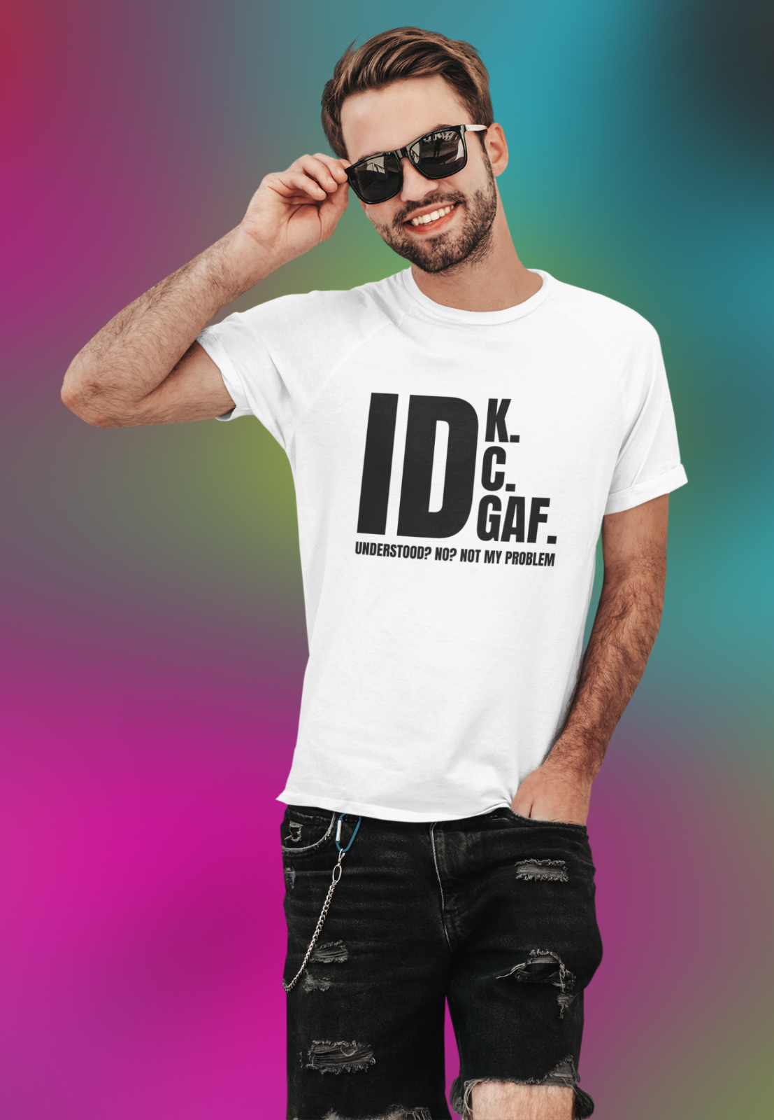 Funny Sarcastic Rude T Shirt IDK IDC IDGAF Don't Know Care or Give A FGalaxy Tees