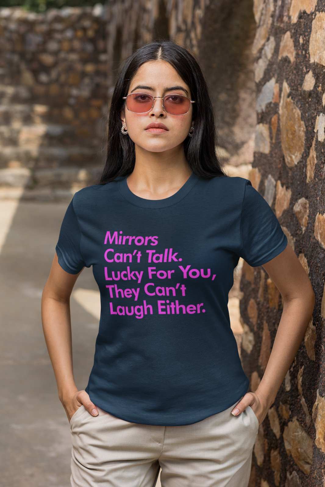 Funny Sarcastic T Shirt Mirrors Can't Talk Lucky For You They Can't LaGalaxy Tees