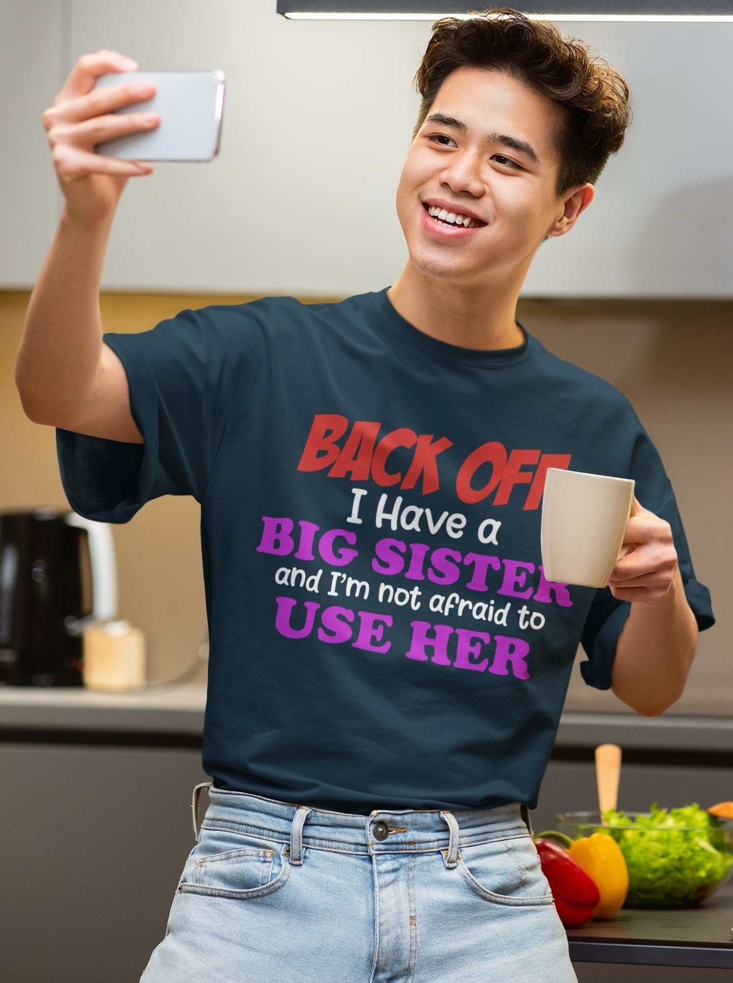 Funny Sibling T Shirt Back Off I Have A Big Sister And I'm Not Afraid Galaxy Tees