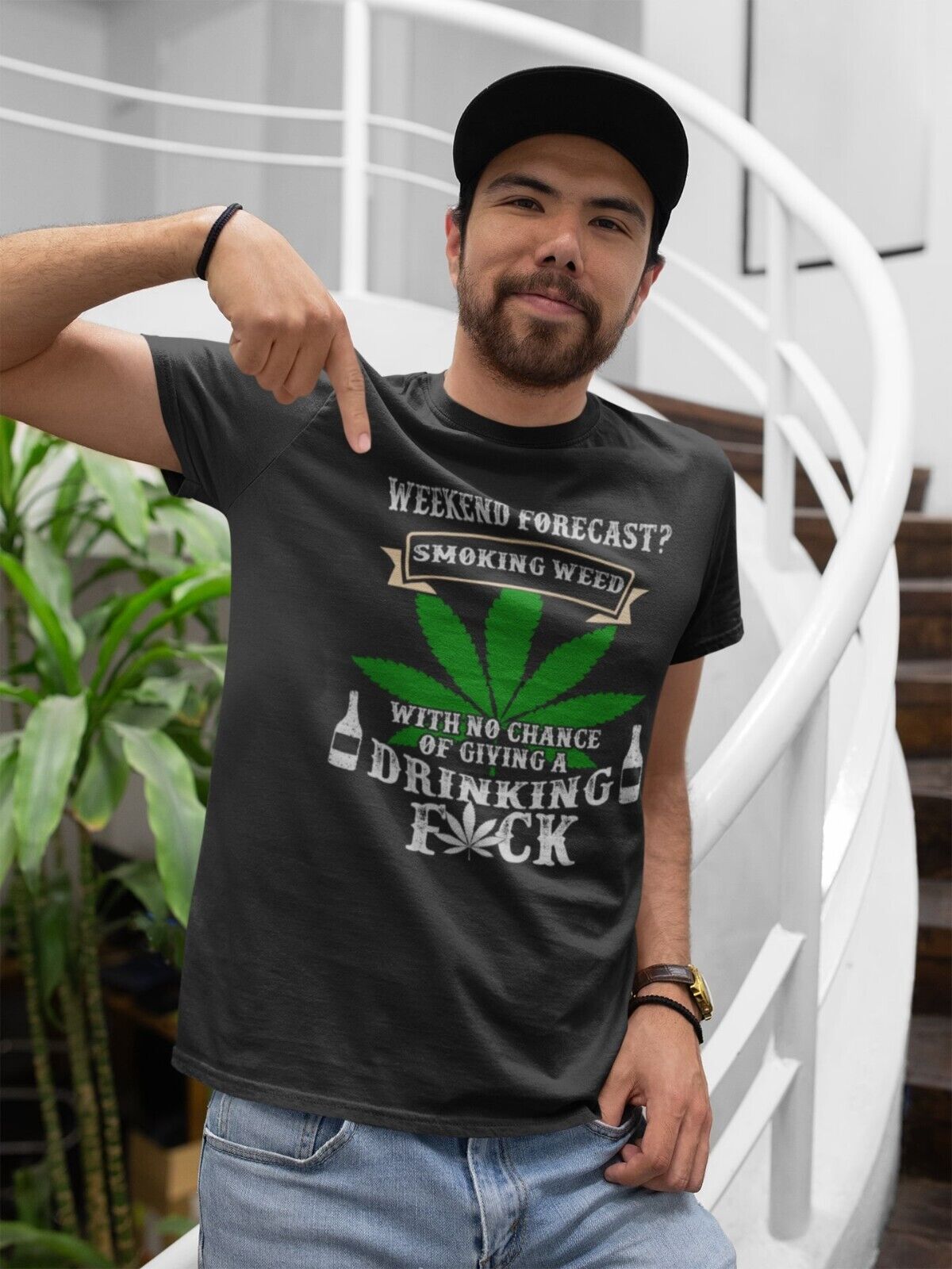 Funny Stoner Weed T Shirt WEEKEND FORECAST SMOKING WEED AND NOT GIVINGGalaxy Tees