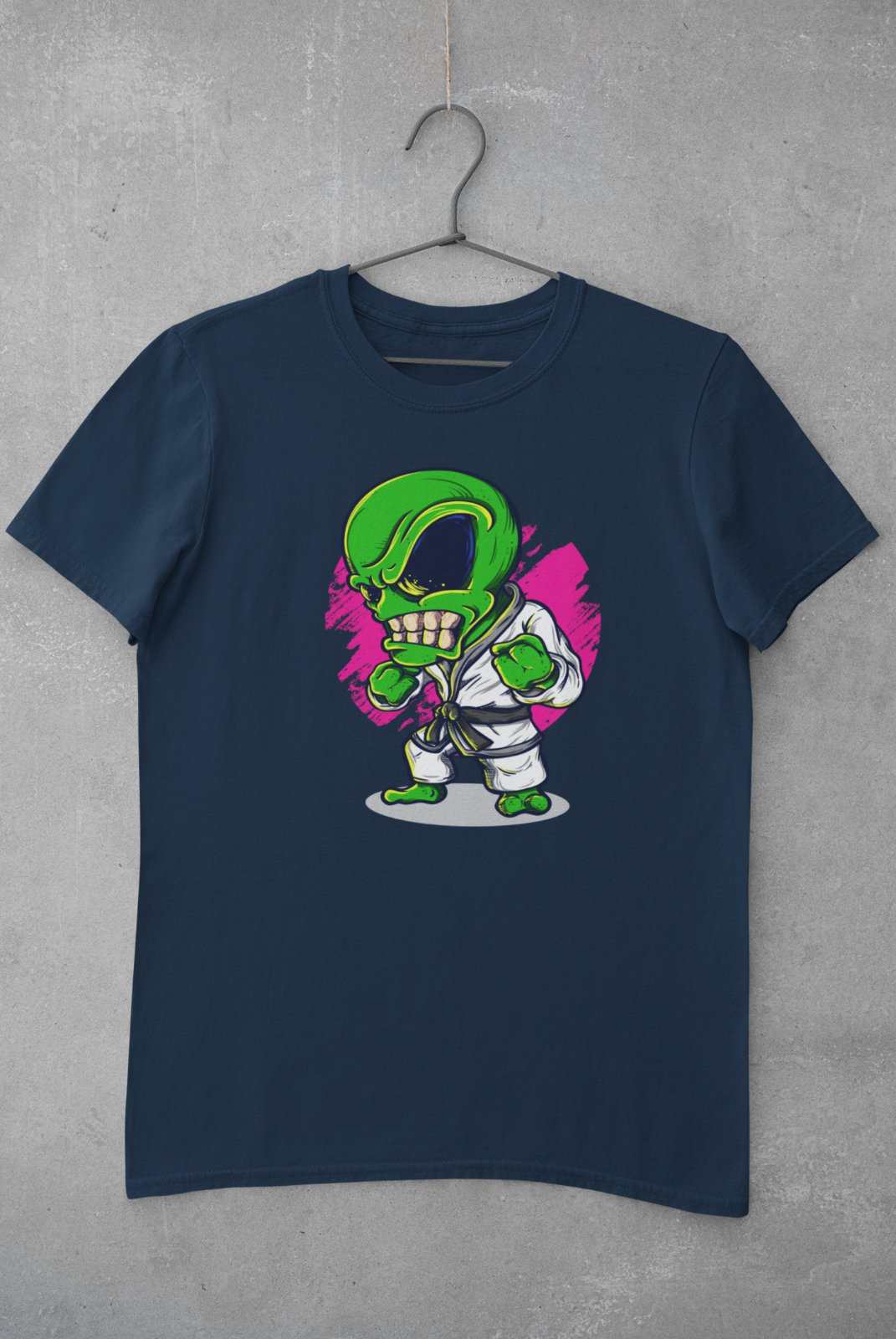 Funny T Shirt Alien Karate Novelty Martial Arts UFO Cartoon Kung Fu JoGalaxy Tees