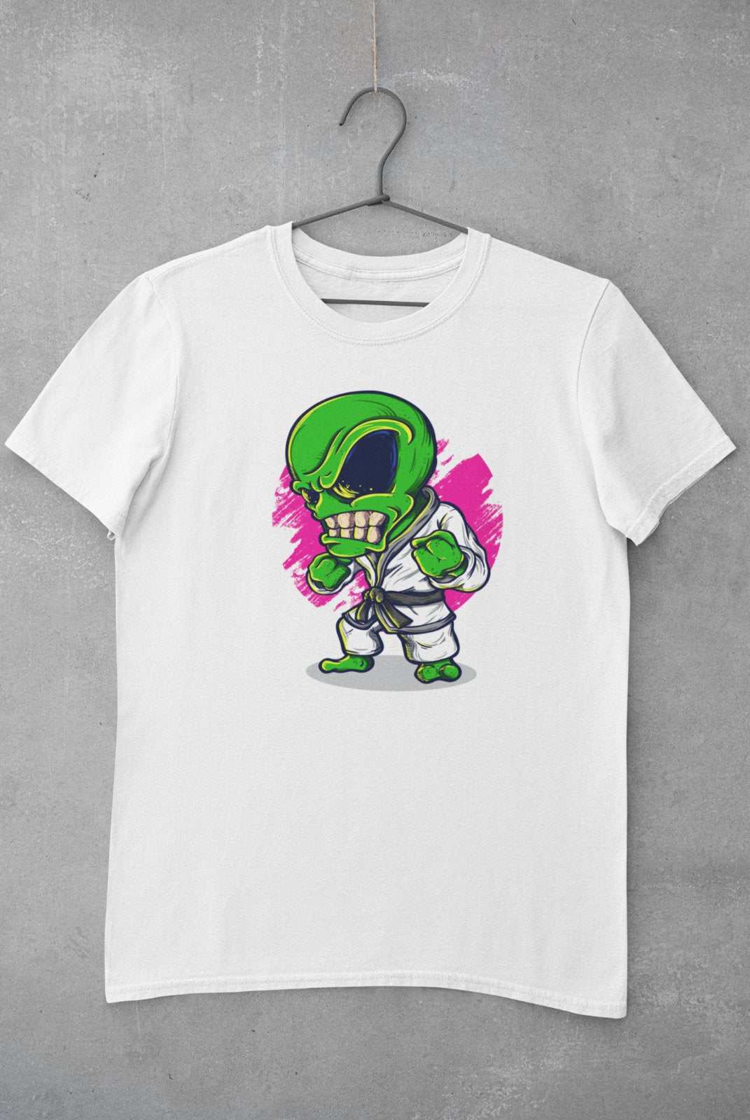 Funny T Shirt Alien Karate Novelty Martial Arts UFO Cartoon Kung Fu JoGalaxy Tees