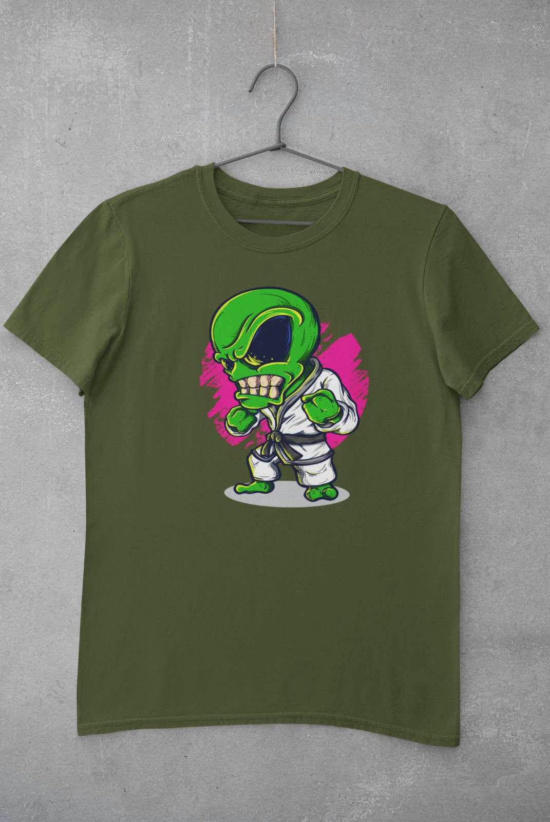 Funny T Shirt Alien Karate Novelty Martial Arts UFO Cartoon Kung Fu JoGalaxy Tees