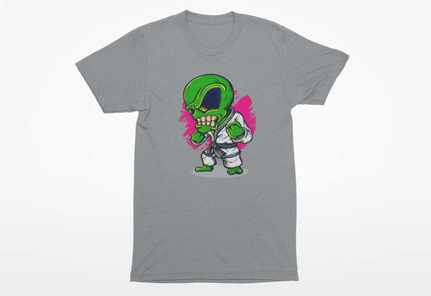 Funny T Shirt Alien Karate Novelty Martial Arts UFO Cartoon Kung Fu JoGalaxy Tees