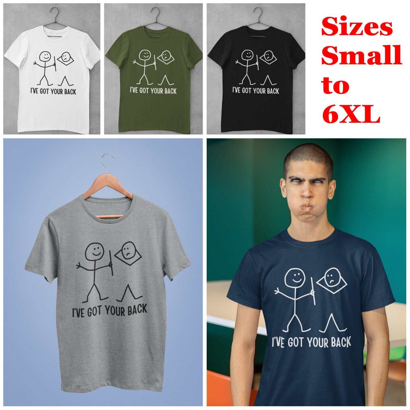 Funny T Shirt I've Got Your Back Stick Man Joke Best Friend Gift JokinGalaxy Tees