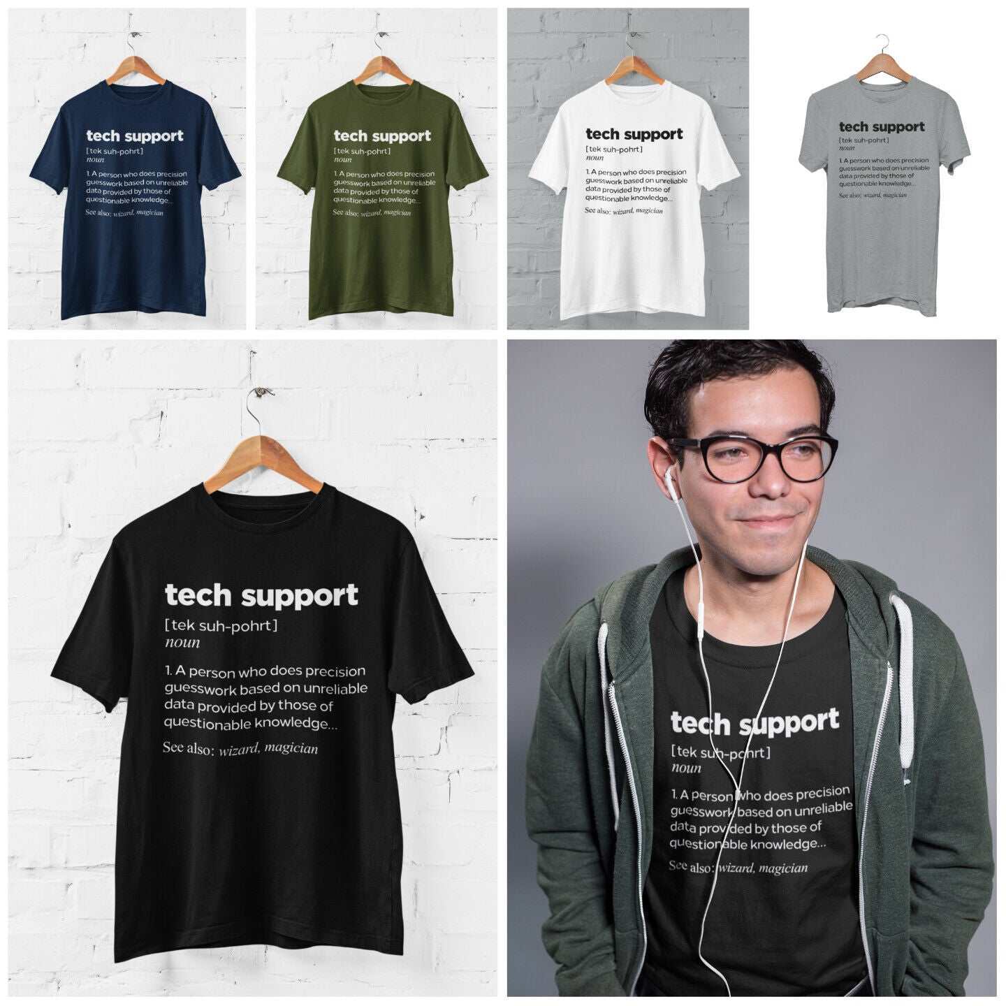 Funny T Shirt Tech Support Dictionary Definition IT Worker Staff Work Galaxy Tees