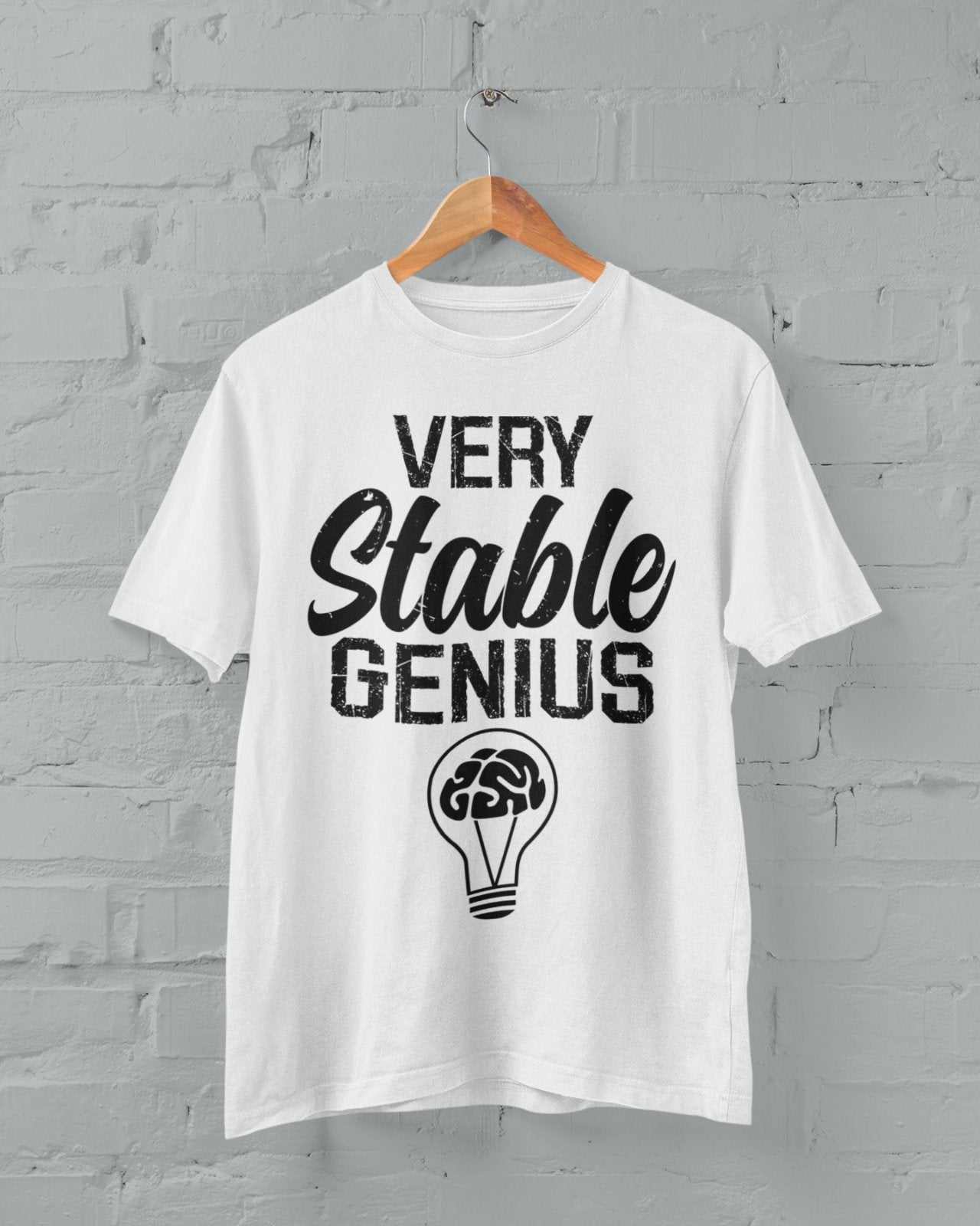 Funny T Shirt Very Stable Genius Trump Parody Novelty Lightbulb UnhingGalaxy Tees