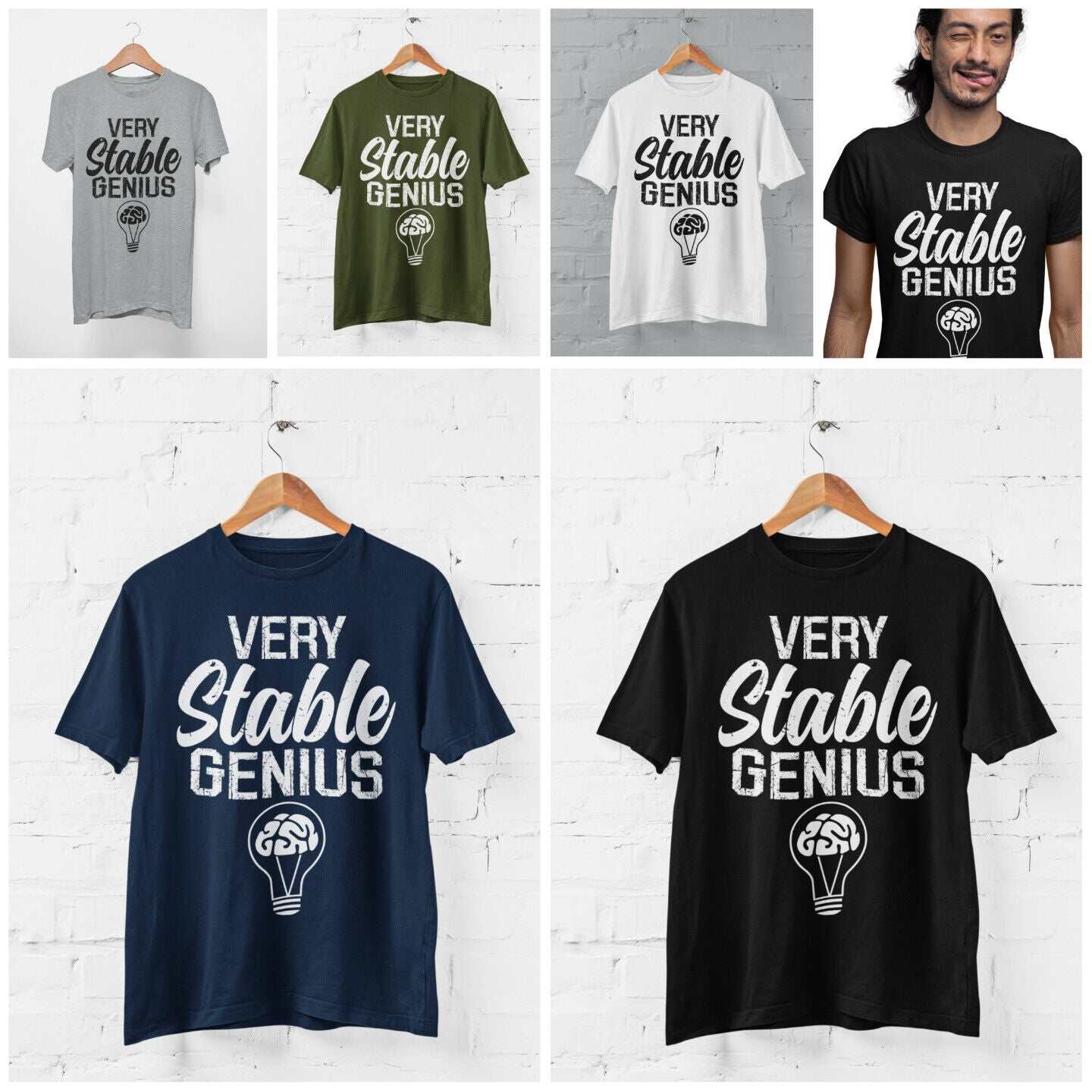 Funny T Shirt Very Stable Genius Trump Parody Novelty Lightbulb UnhingGalaxy Tees