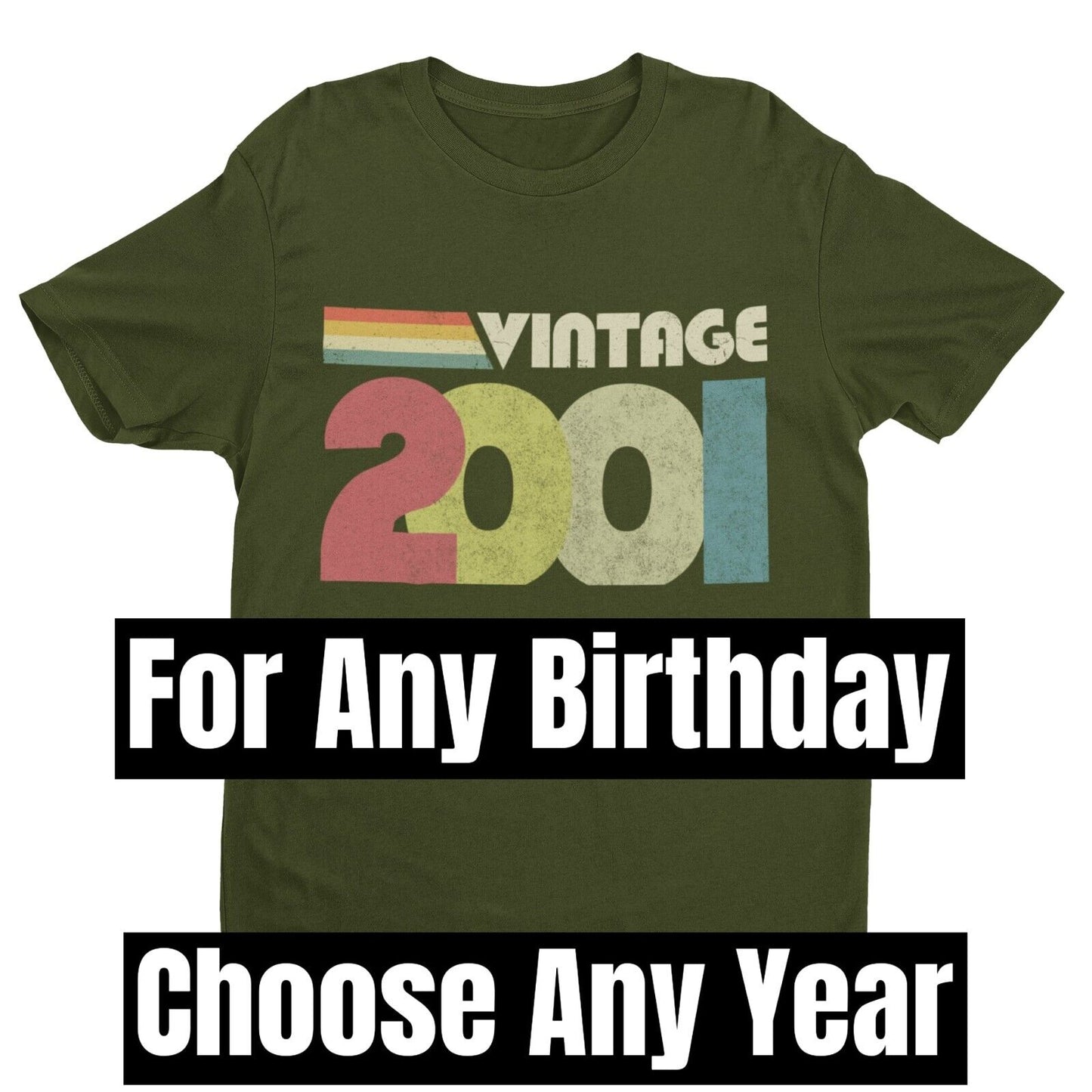 Funny Vintage ANY YEAR Retro Font Birthday T Shirt Personalised Gift IGalaxy Tees