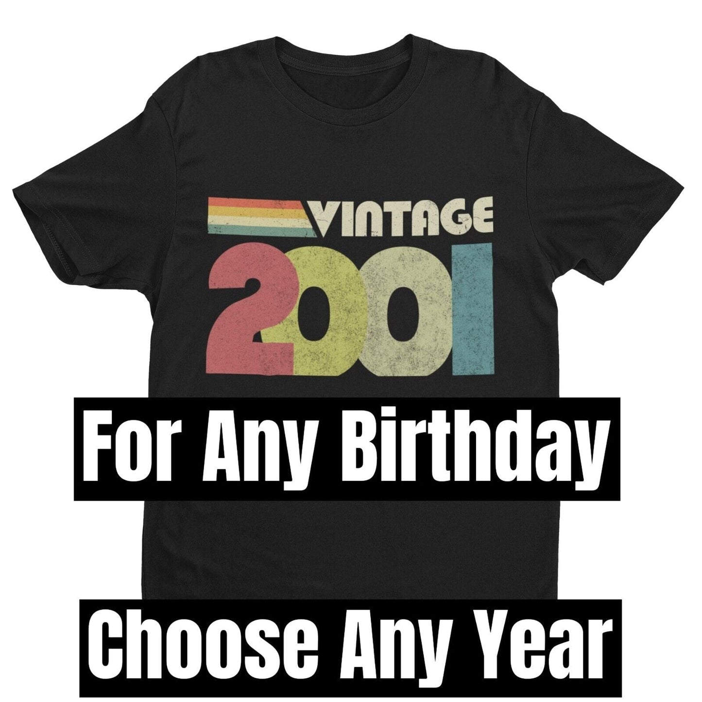 Funny Vintage ANY YEAR Retro Font Birthday T Shirt Personalised Gift IGalaxy Tees