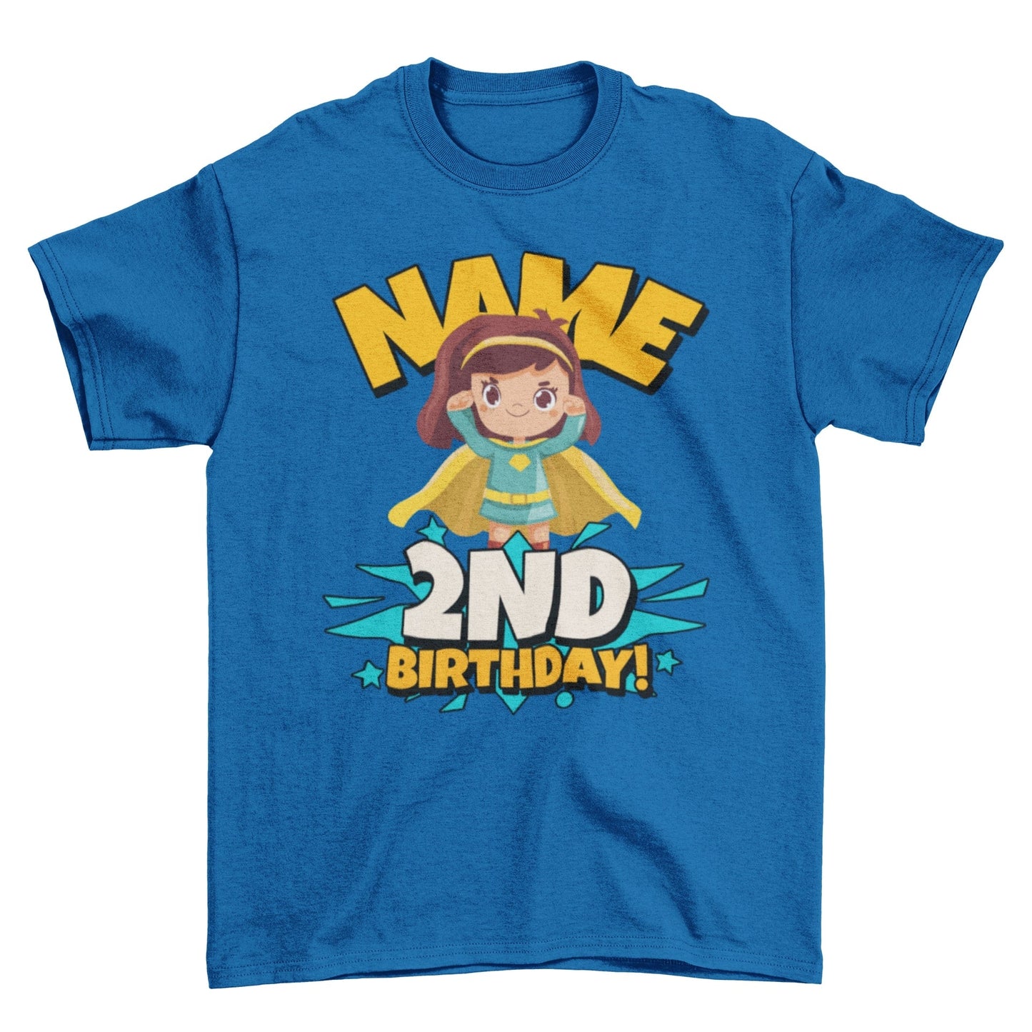 GIRLS PERSONALISED 2nd Birthday Superhero T Shirt With Childs Name AddGalaxy Tees