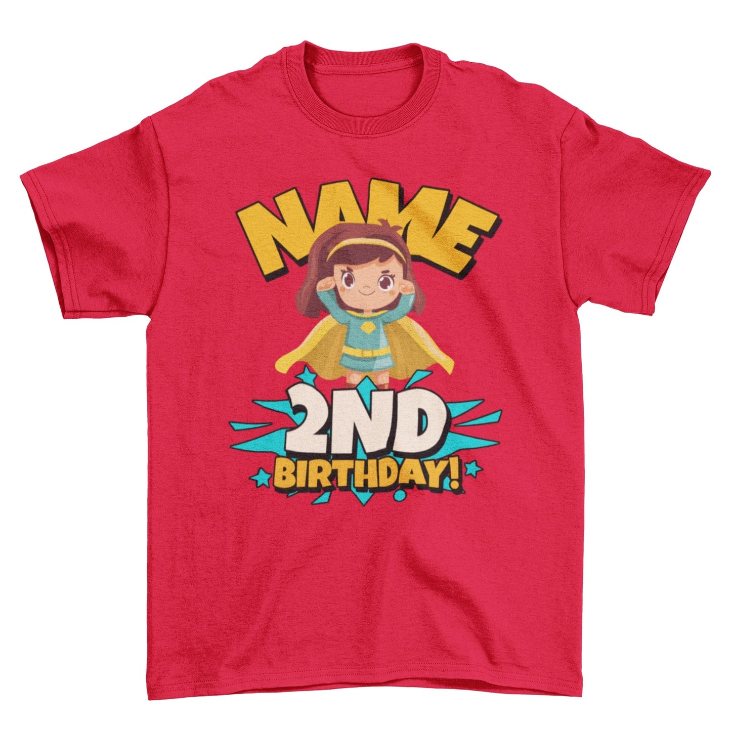 GIRLS PERSONALISED 2nd Birthday Superhero T Shirt With Childs Name AddGalaxy Tees