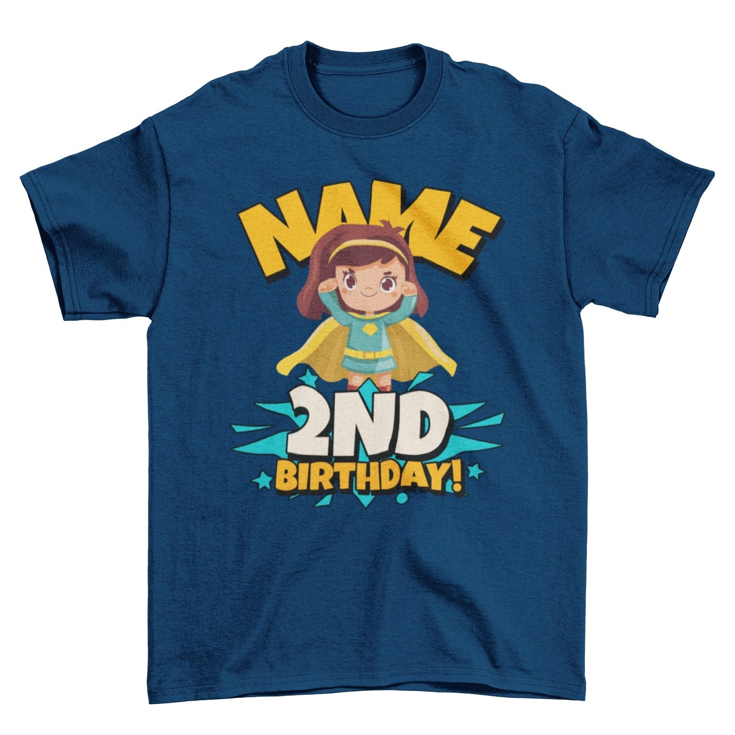 GIRLS PERSONALISED 2nd Birthday Superhero T Shirt With Childs Name AddGalaxy Tees
