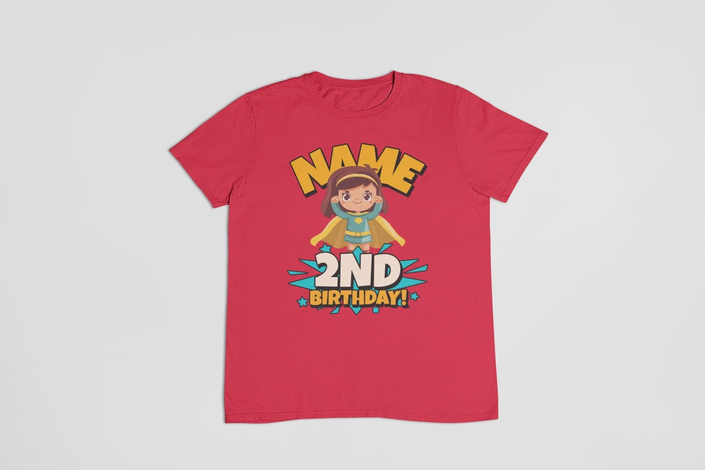 GIRLS PERSONALISED 2nd Birthday Superhero T Shirt With Childs Name AddGalaxy Tees
