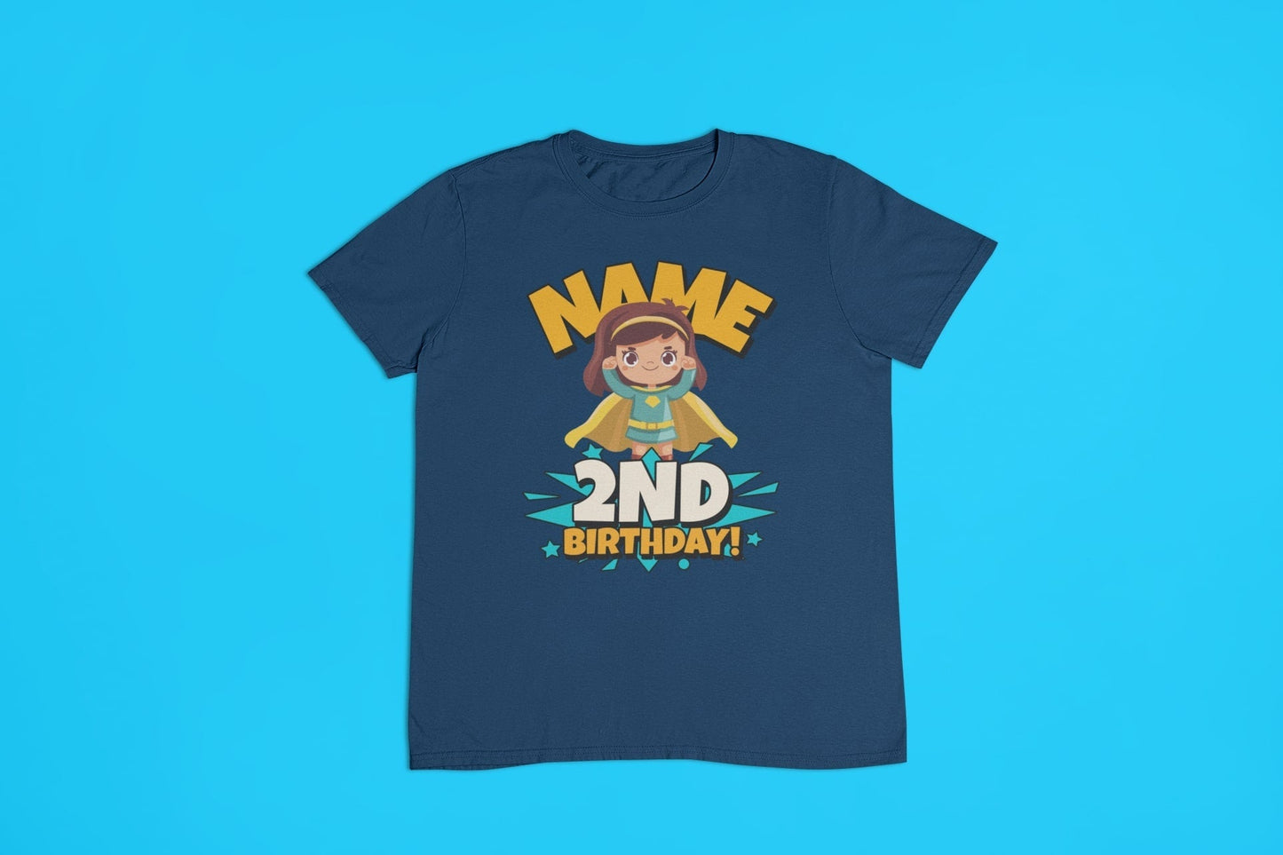 GIRLS PERSONALISED 2nd Birthday Superhero T Shirt With Childs Name AddGalaxy Tees