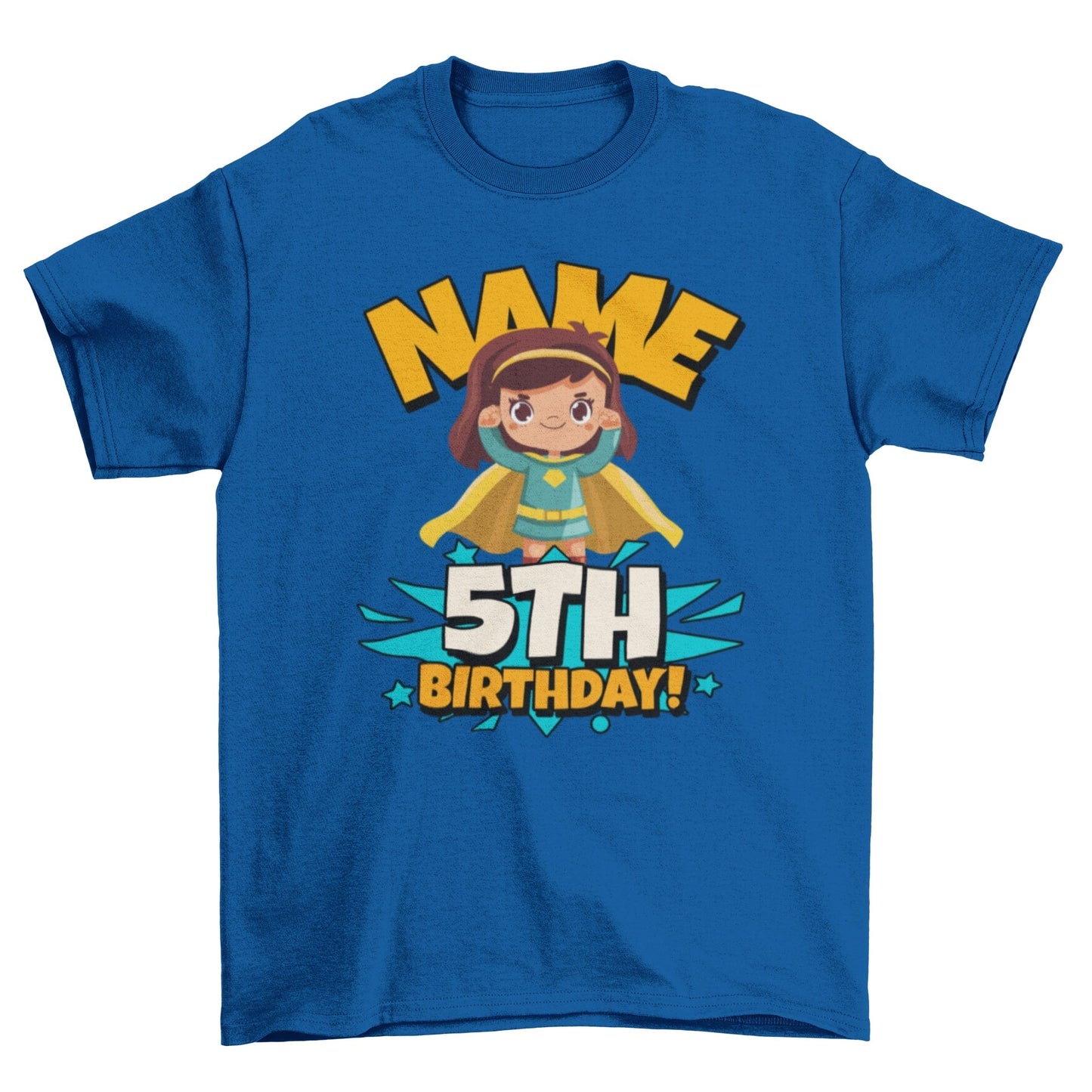 GIRLS PERSONALISED 5th Birthday Superhero T Shirt With Your Childs NamGalaxy Tees